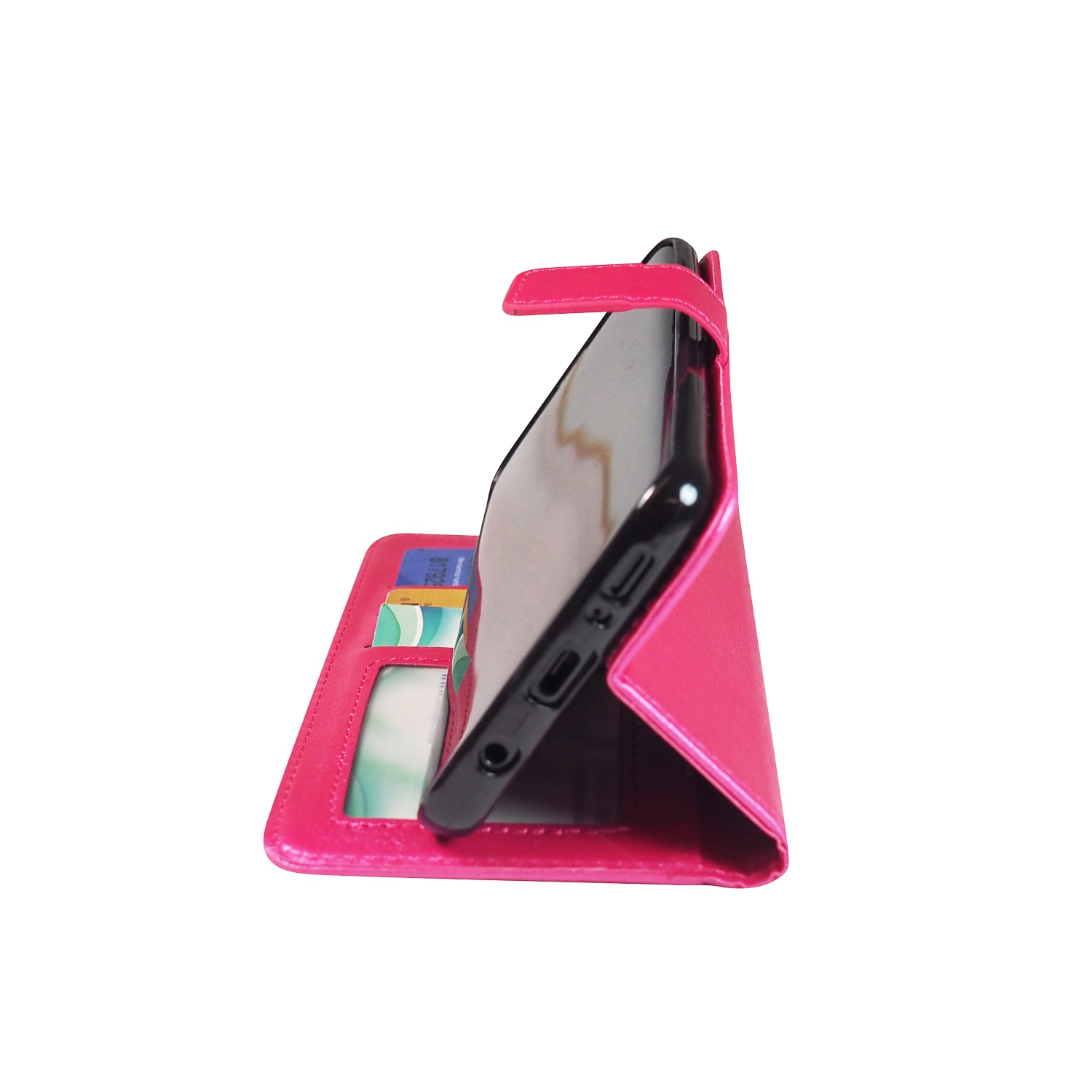 Protecteurs d’écran d’Exian pour Galaxy S9 X 2 de Samsung et portefeuille en cuir de polyuréthane rose vif