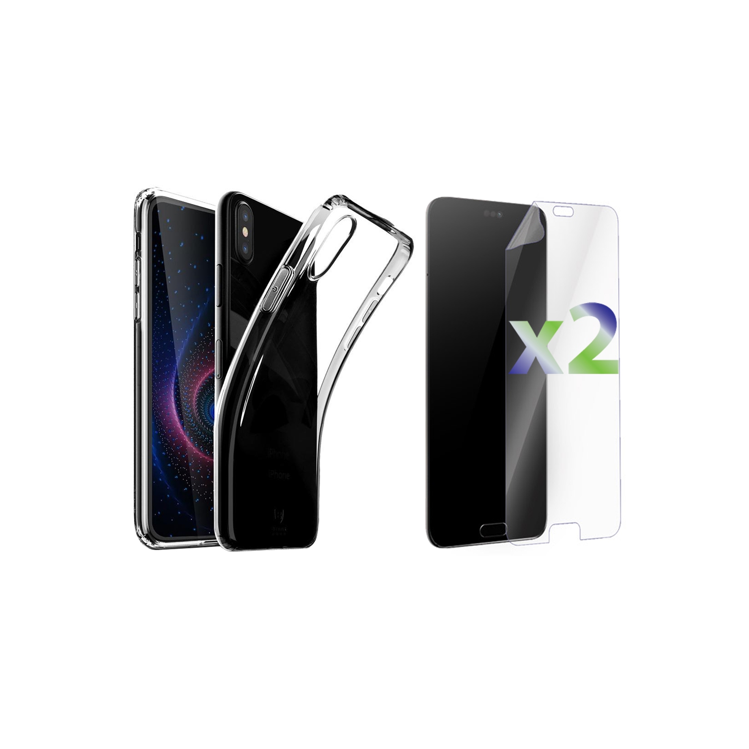 Exian Huawei P 20 Pro Screen Protectors X 2 and TPU Slim Transparent Clear