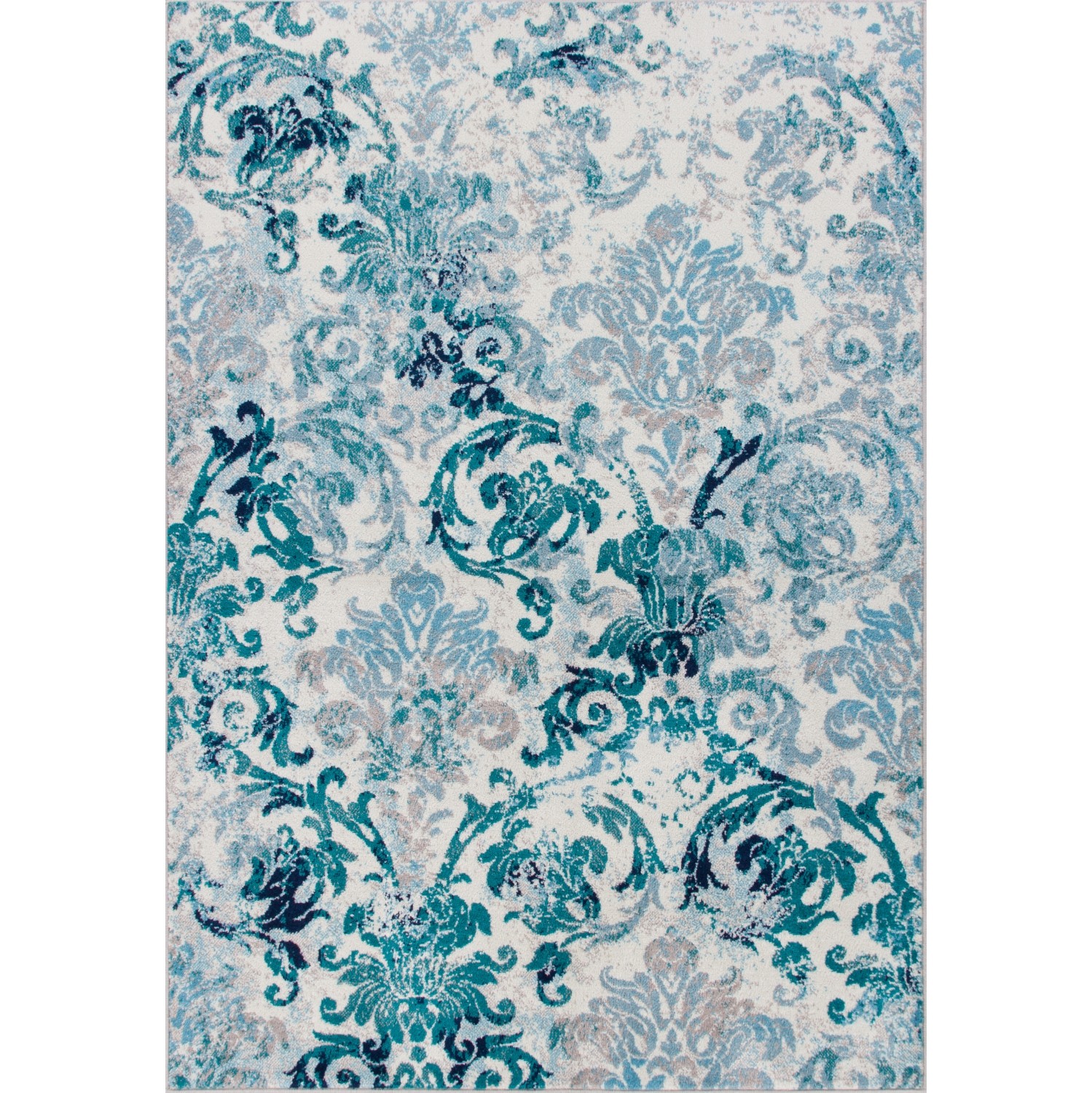 Tapis rétro Flora bleu de Saville 6 pi 7 po x 9 pi 4 po