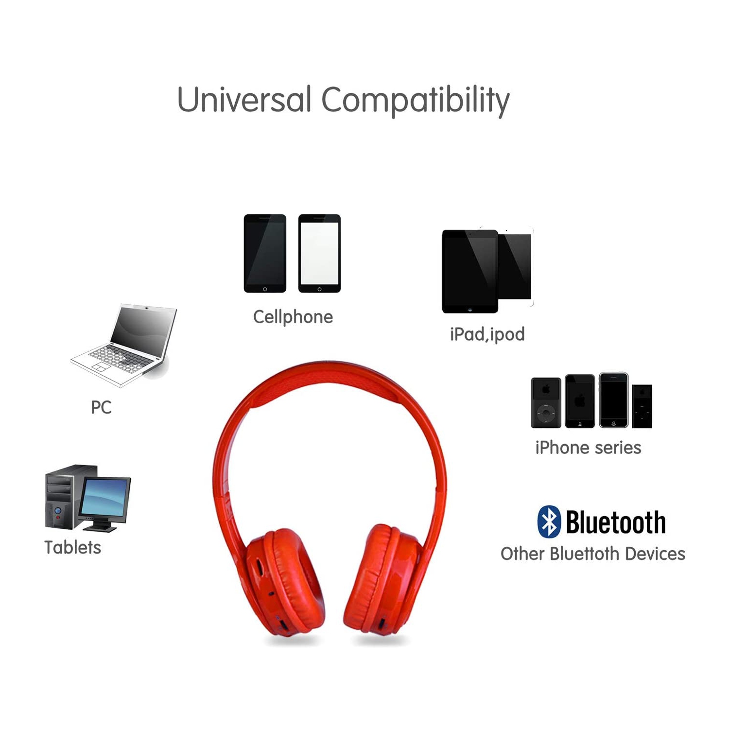 Écouteurs Bluetooth pour enfants Contixo, sans fil et avec fil, micro intégré et lecteur de musique SD, conception coussinée, iPhone, iPad, appareils