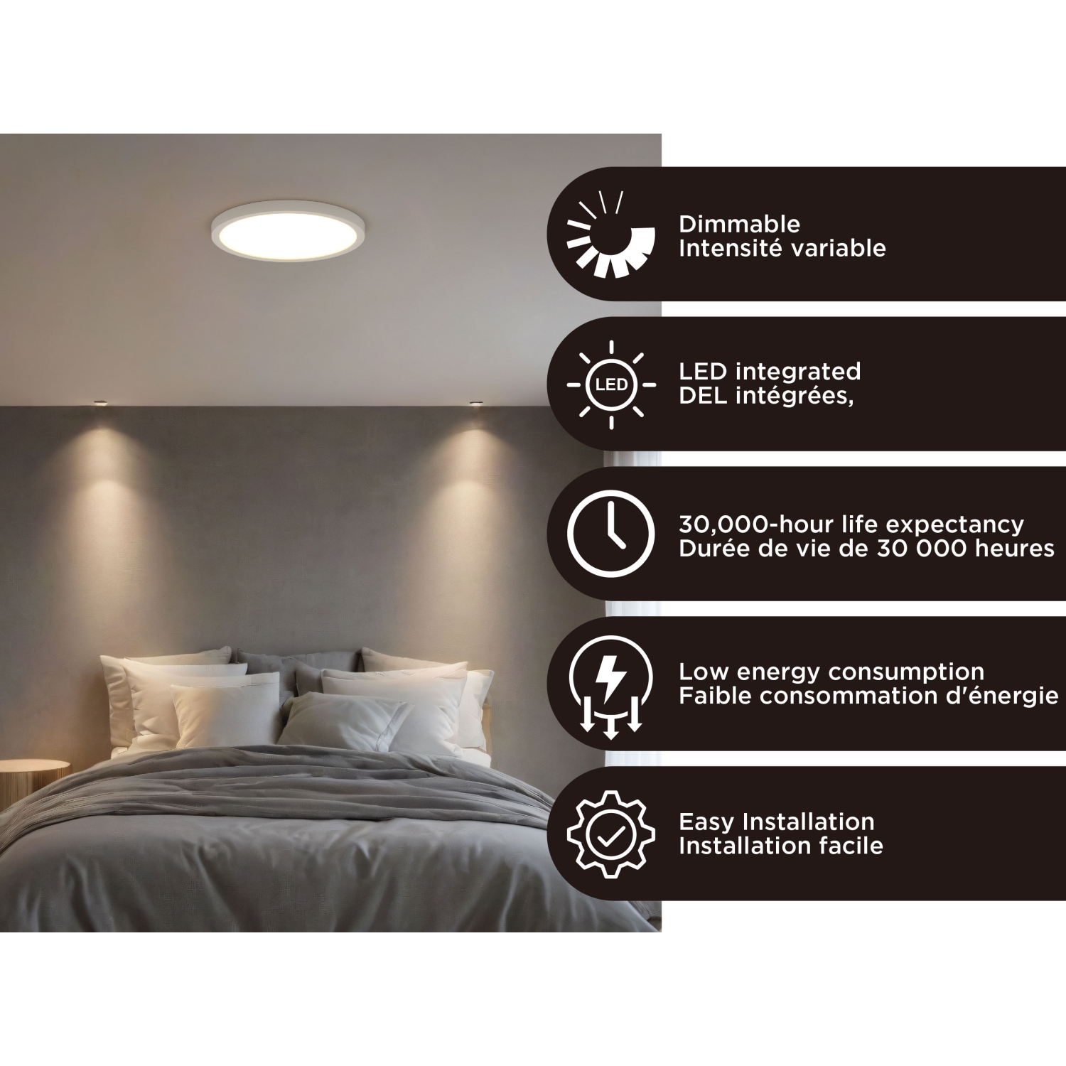 BAZZ 14 Inch White Flush Mount LED Ceiling Panel