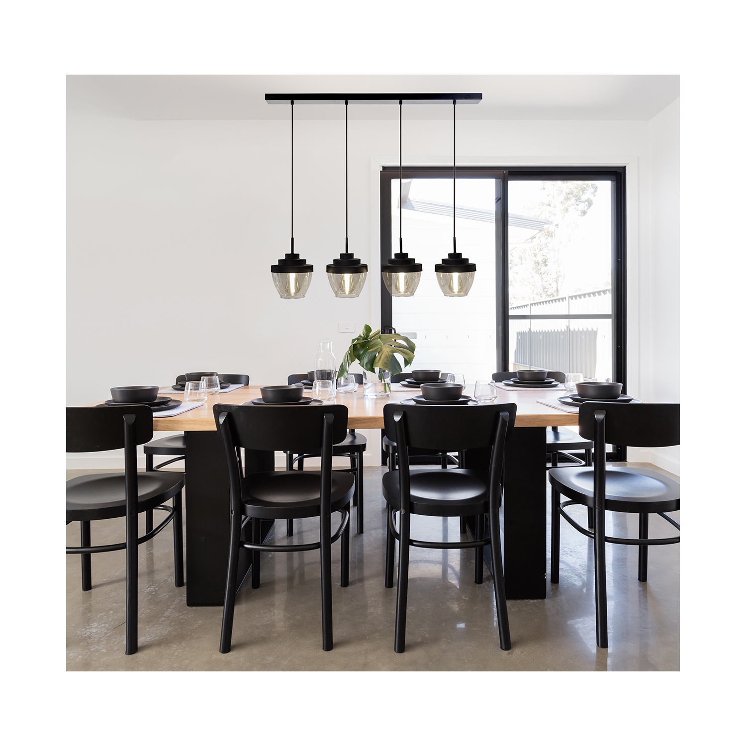 BAZZ 64 po - Luminaire suspendu quadruple 4 Ampoules