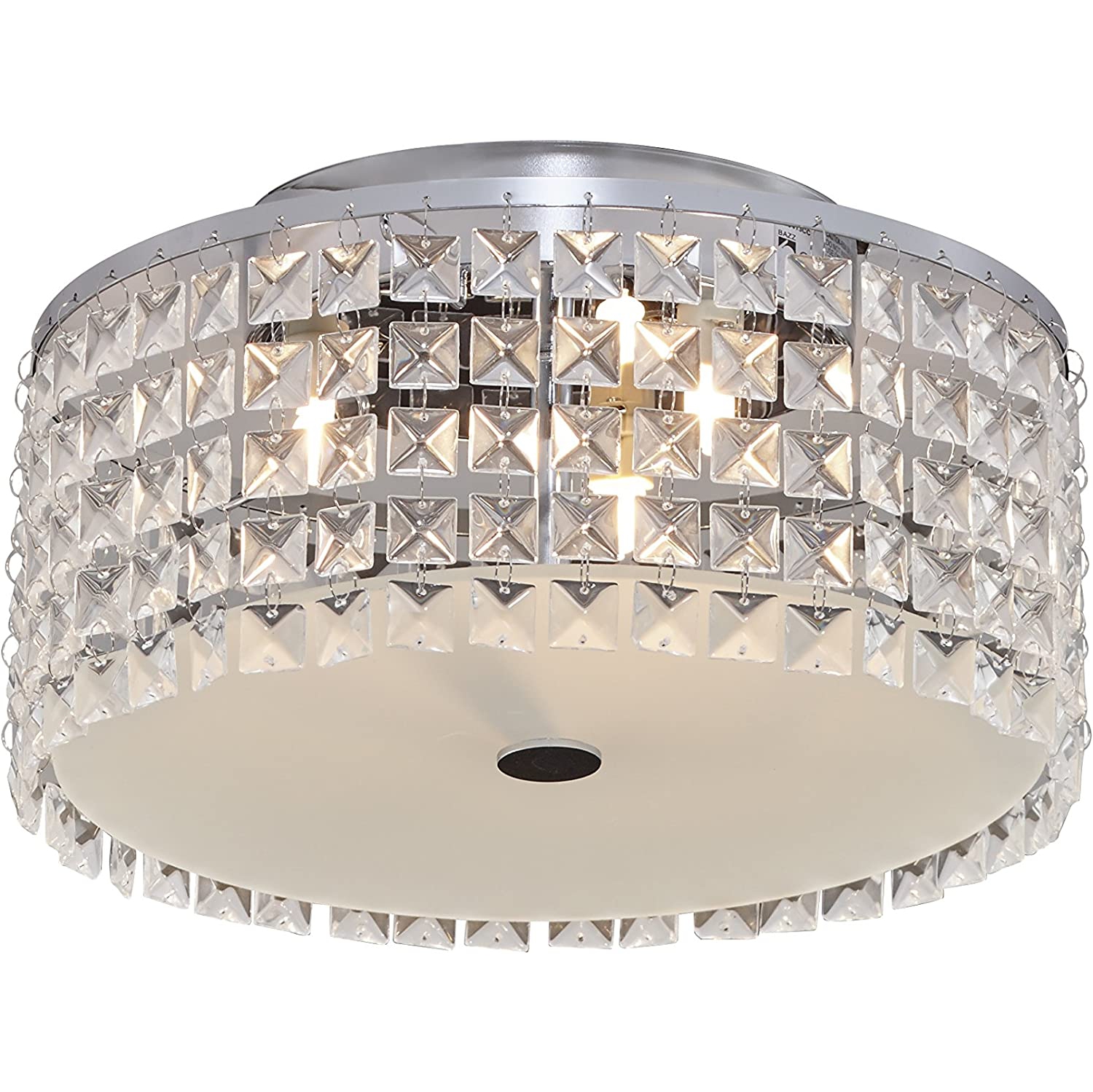 BAZZ 11 Inch Chrome and Glass Flush Mount Ceiling Light