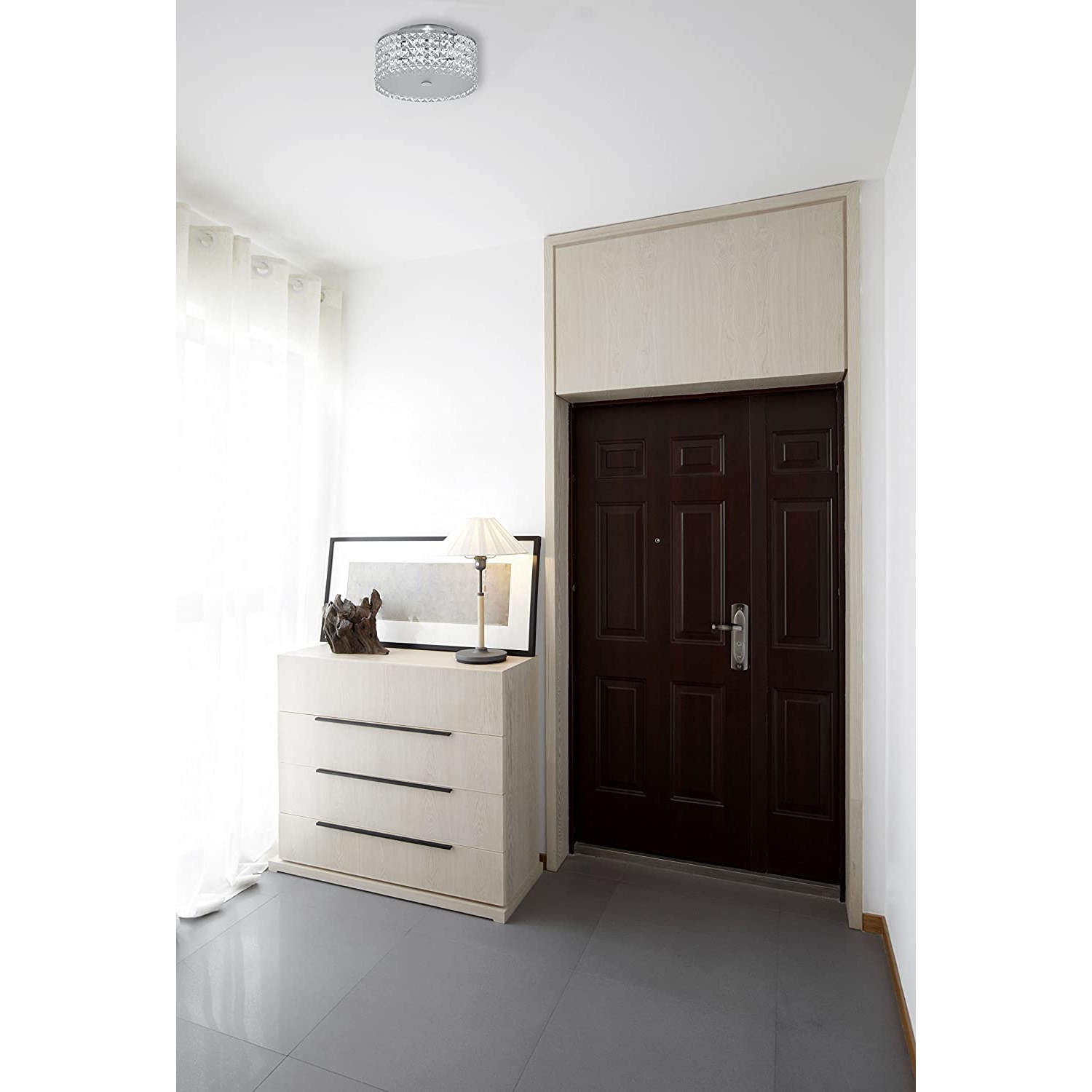 BAZZ 11 Inch Chrome and Glass Flush Mount Ceiling Light