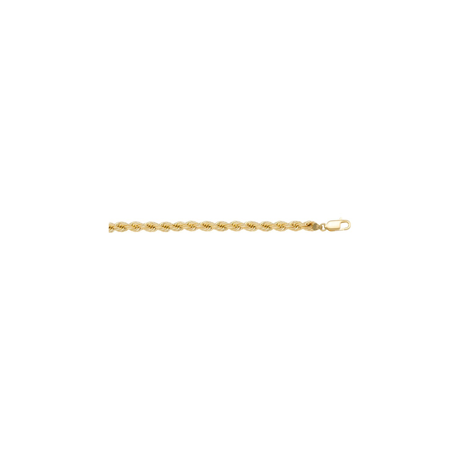10K 7'' Yellow Gold Hollow Rope 3.0 mm Italian Bracelet With Lobster Clasp TN618107