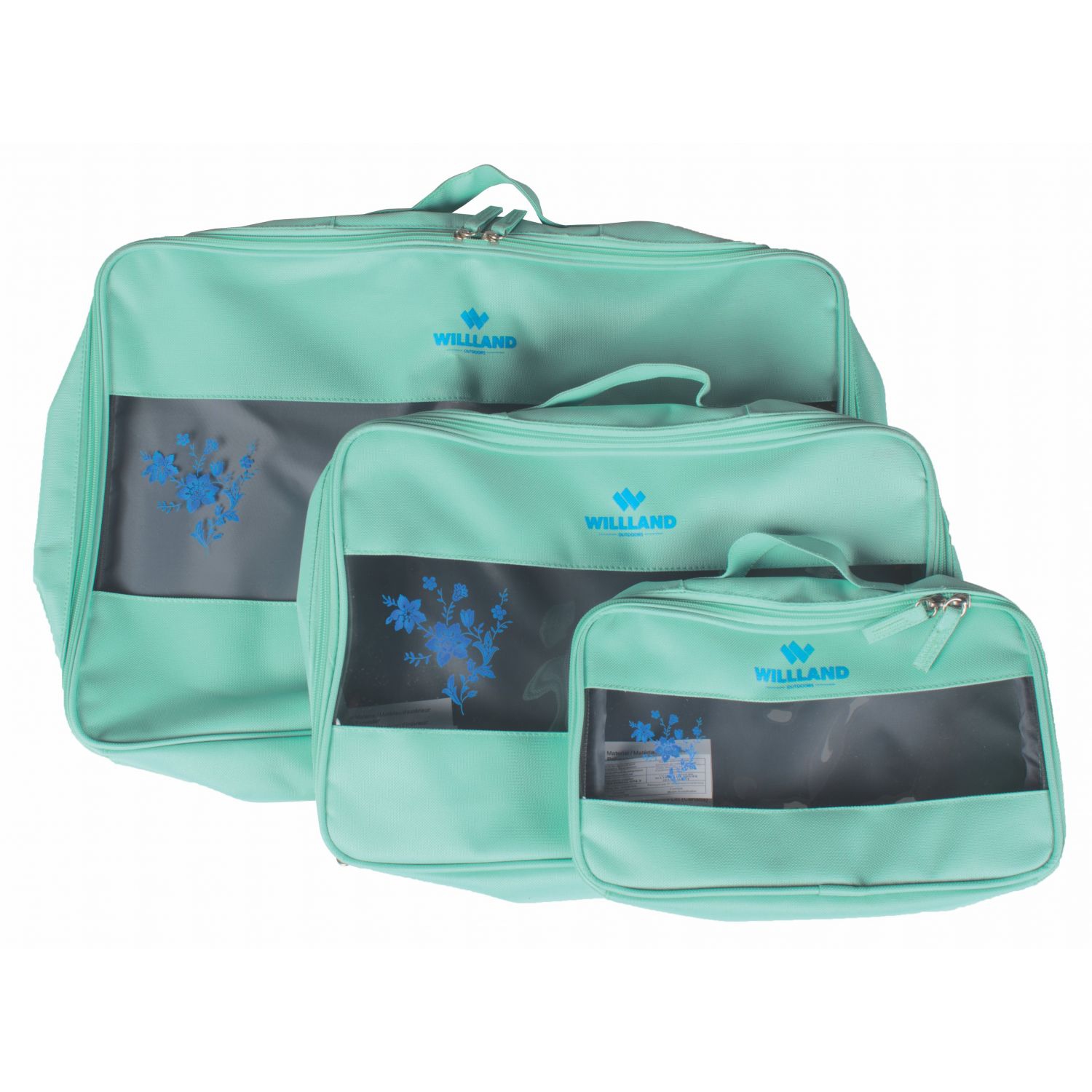WillLand Outdoors Polyester Packing Cubes - 3 Pack - Light Aqua