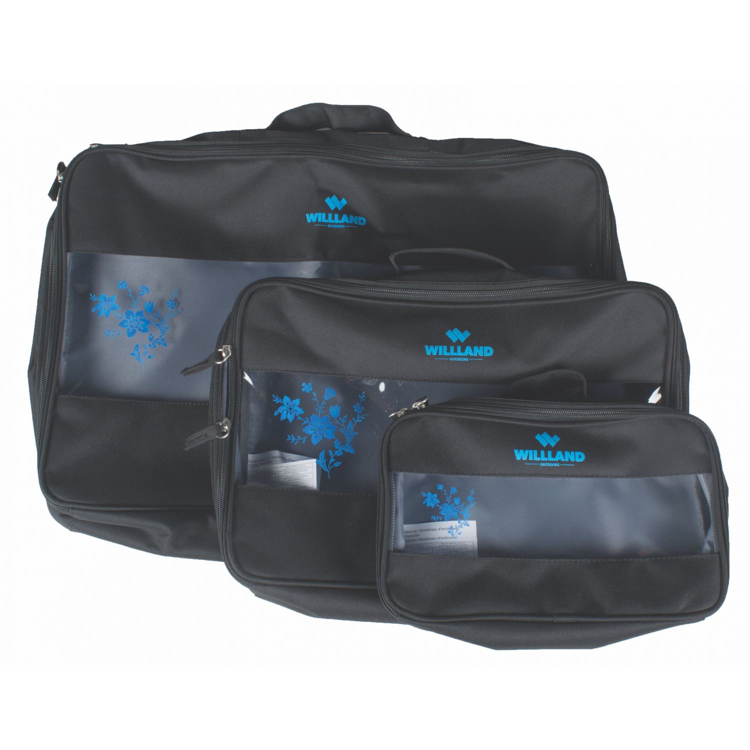 WillLand Outdoors Polyester Packing Cubes - 3 Pack - Dark Night