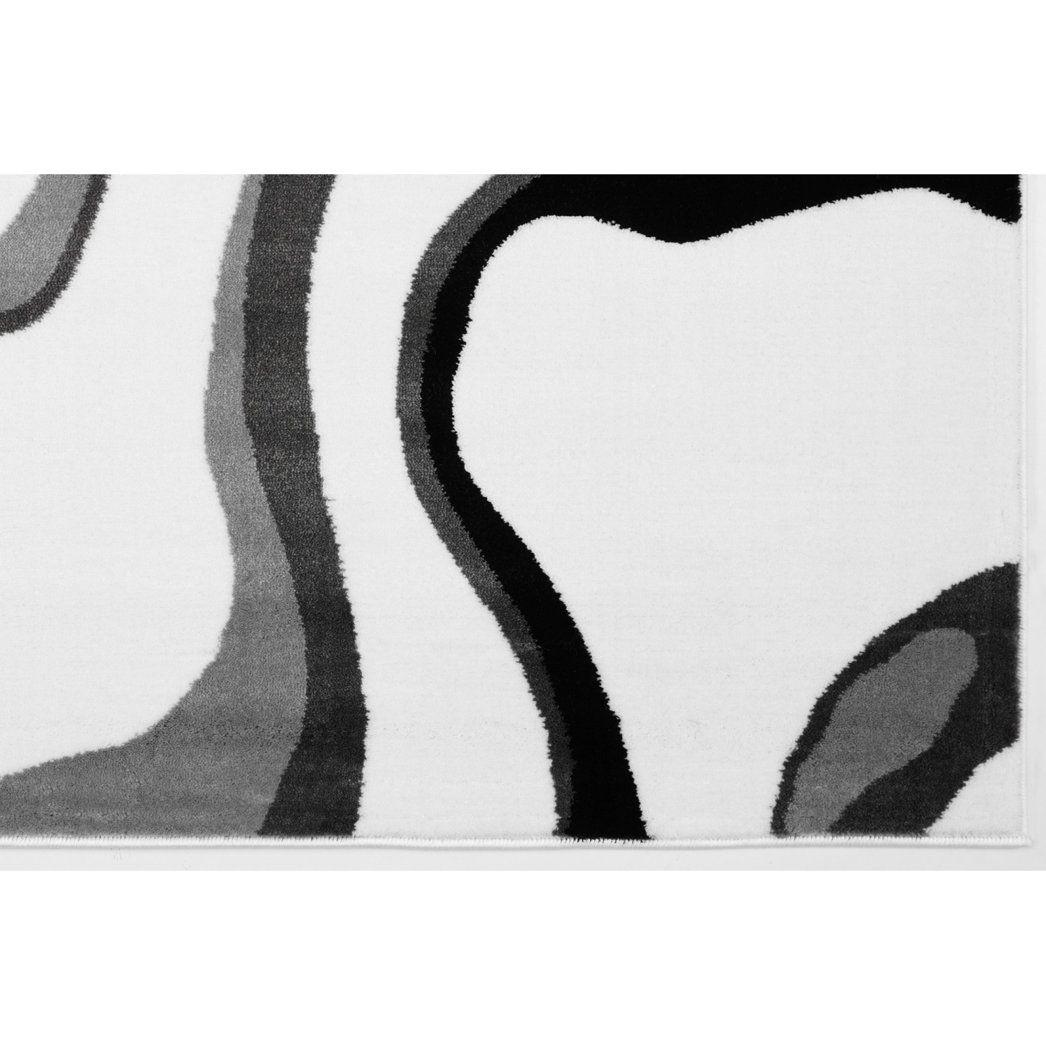 Tapis Ladole, blanc, abstrait, 2 pi 7 po x 4 pi 11 po