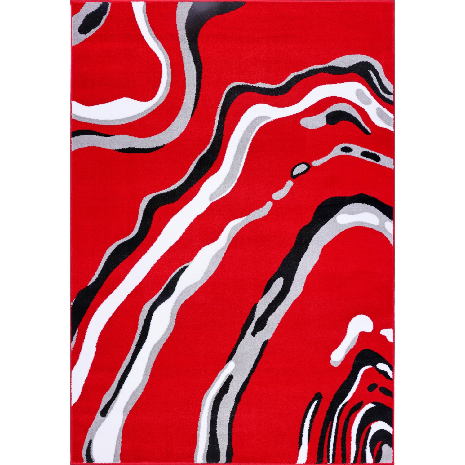 Ladole Rugs Calvin Red Black Abstract Area Rug 5'3" x 7'5"
