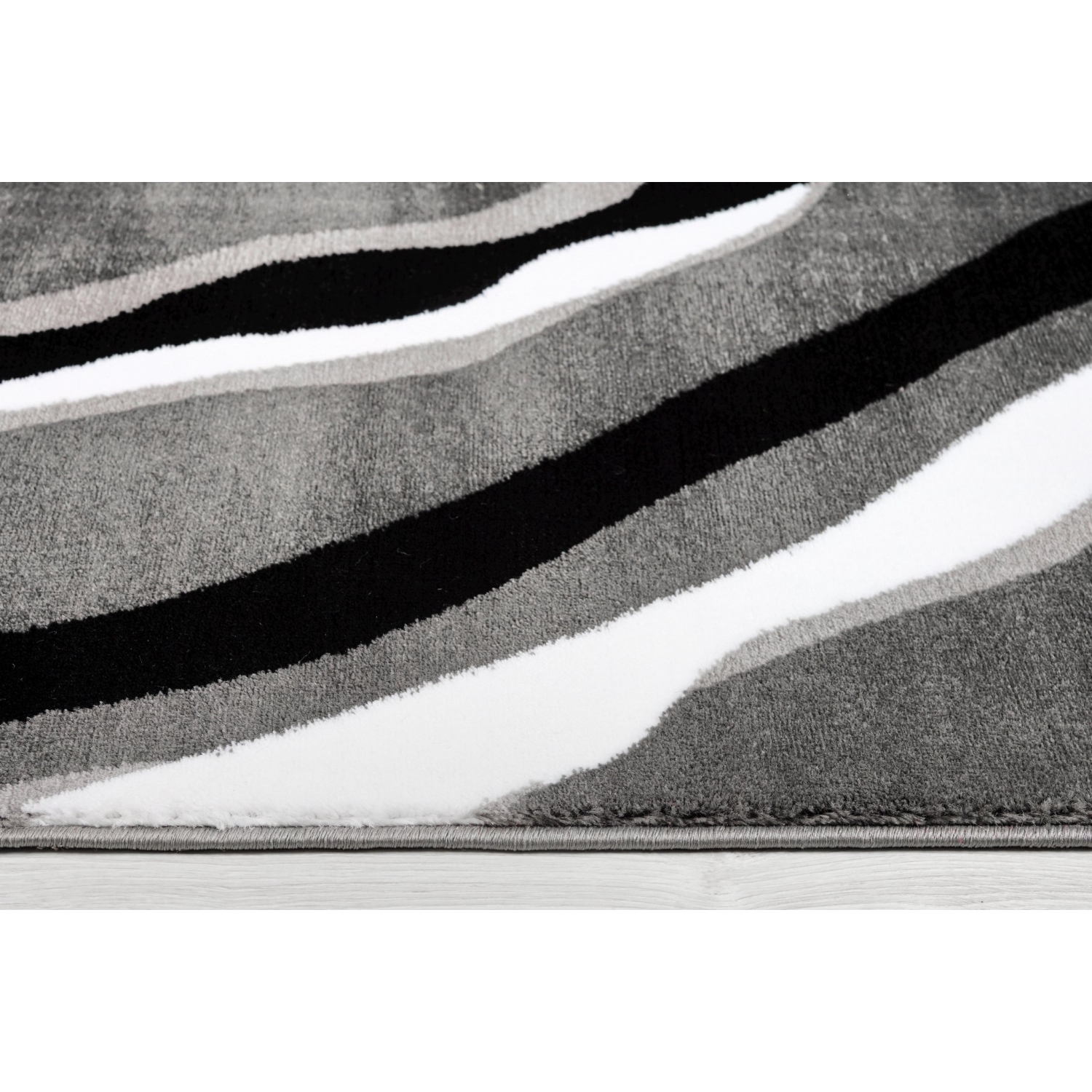 Ladole Rugs Calvin Grey Black Abstract Area Rug 5'3" x 7'5"