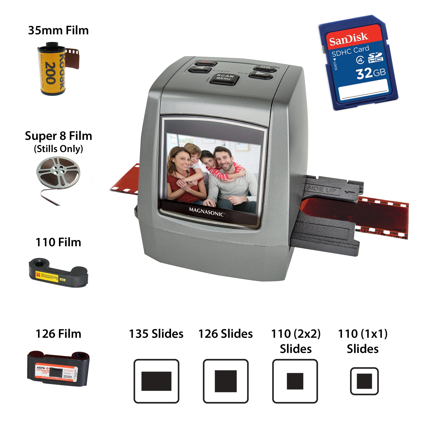 Scanner De Diapositives Et Négatifs : Transformez Vos Vieilles Diapos 135, 126, 110 En Photos Numériques 12 MP (couleur Ou N&B)