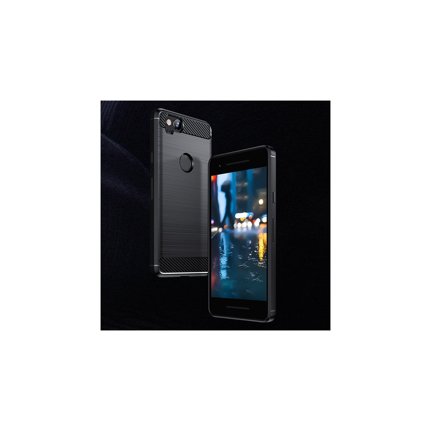 PANDACO Black Brushed Metal Case for Google Pixel 2