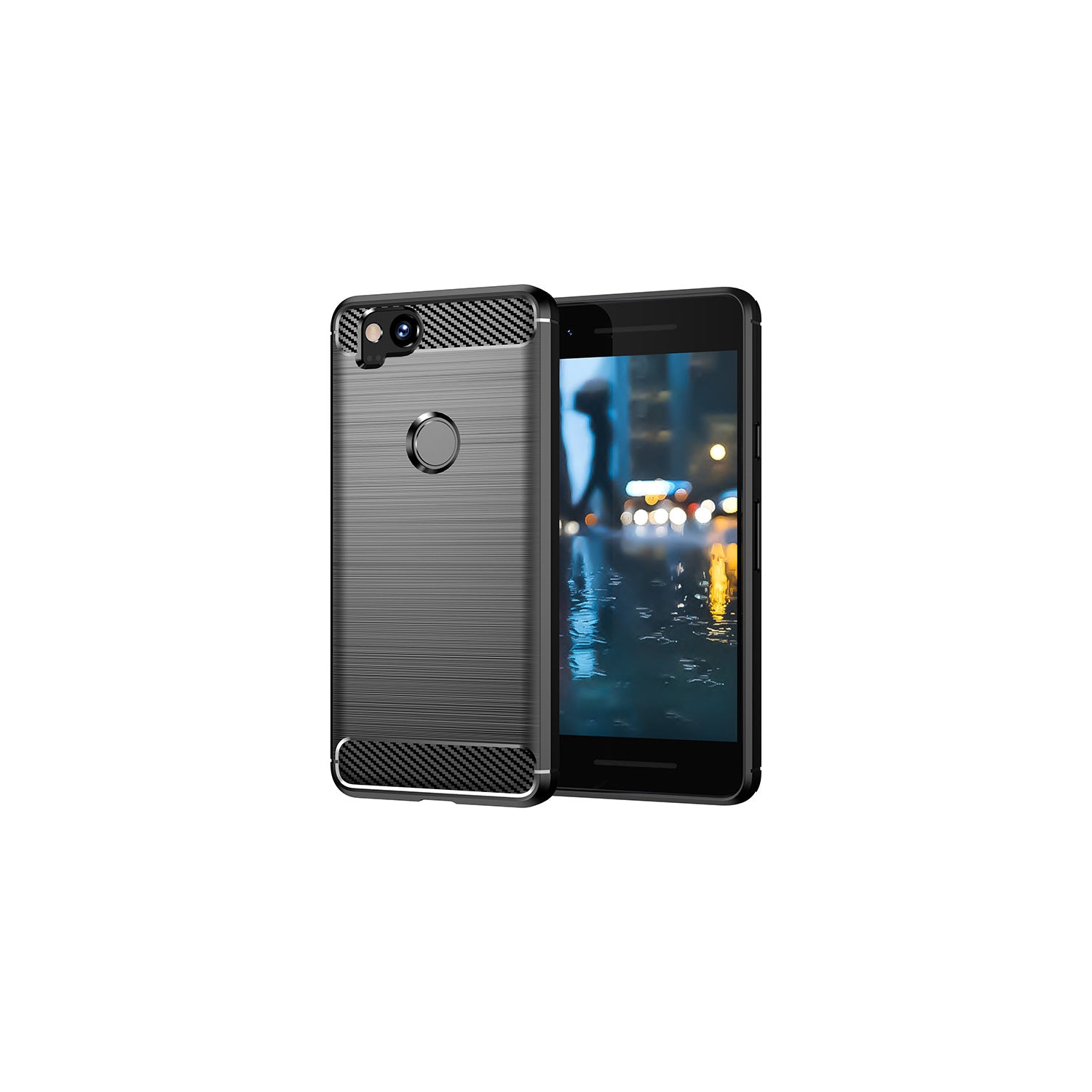 PANDACO Black Brushed Metal Case for Google Pixel 2 XL