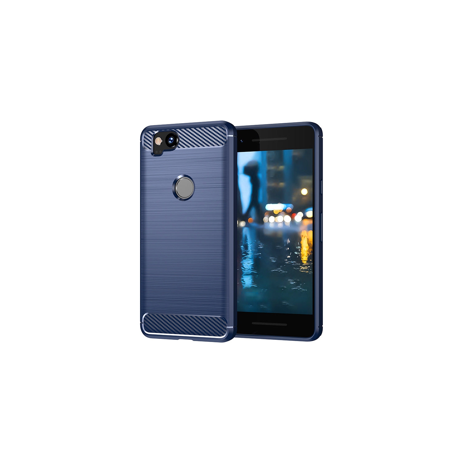 PANDACO Navy Brushed Metal Case for Google Pixel 2