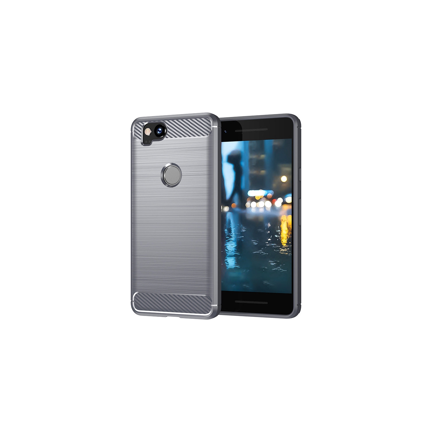 PANDACO Grey Brushed Metal Case for Google Pixel 2