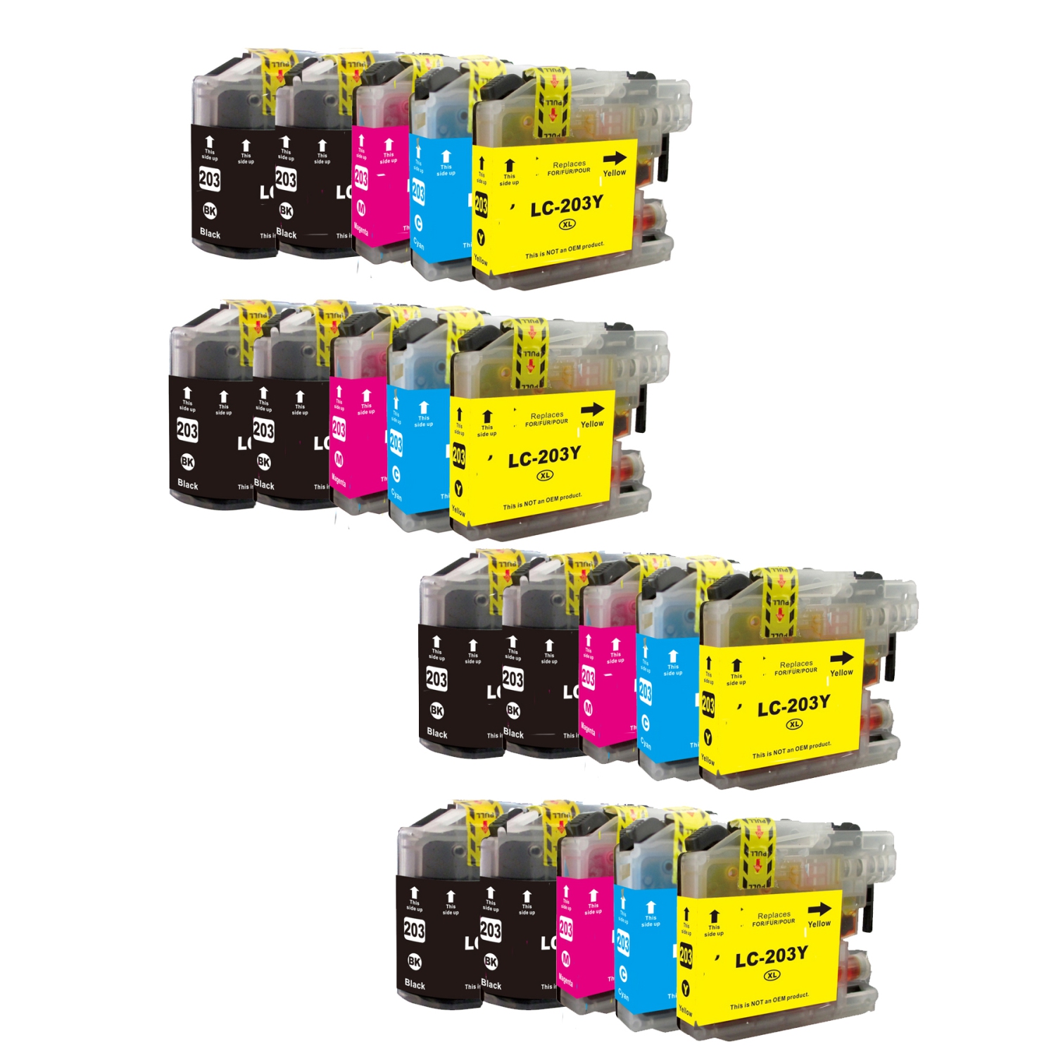 thumbnail image 2 of 5-Pack LC203XL Compatible Ink Cartridges For Brother MFC-J4320DW J4420DW - Black, Cyan, Magenta, Yellow 2 of 6