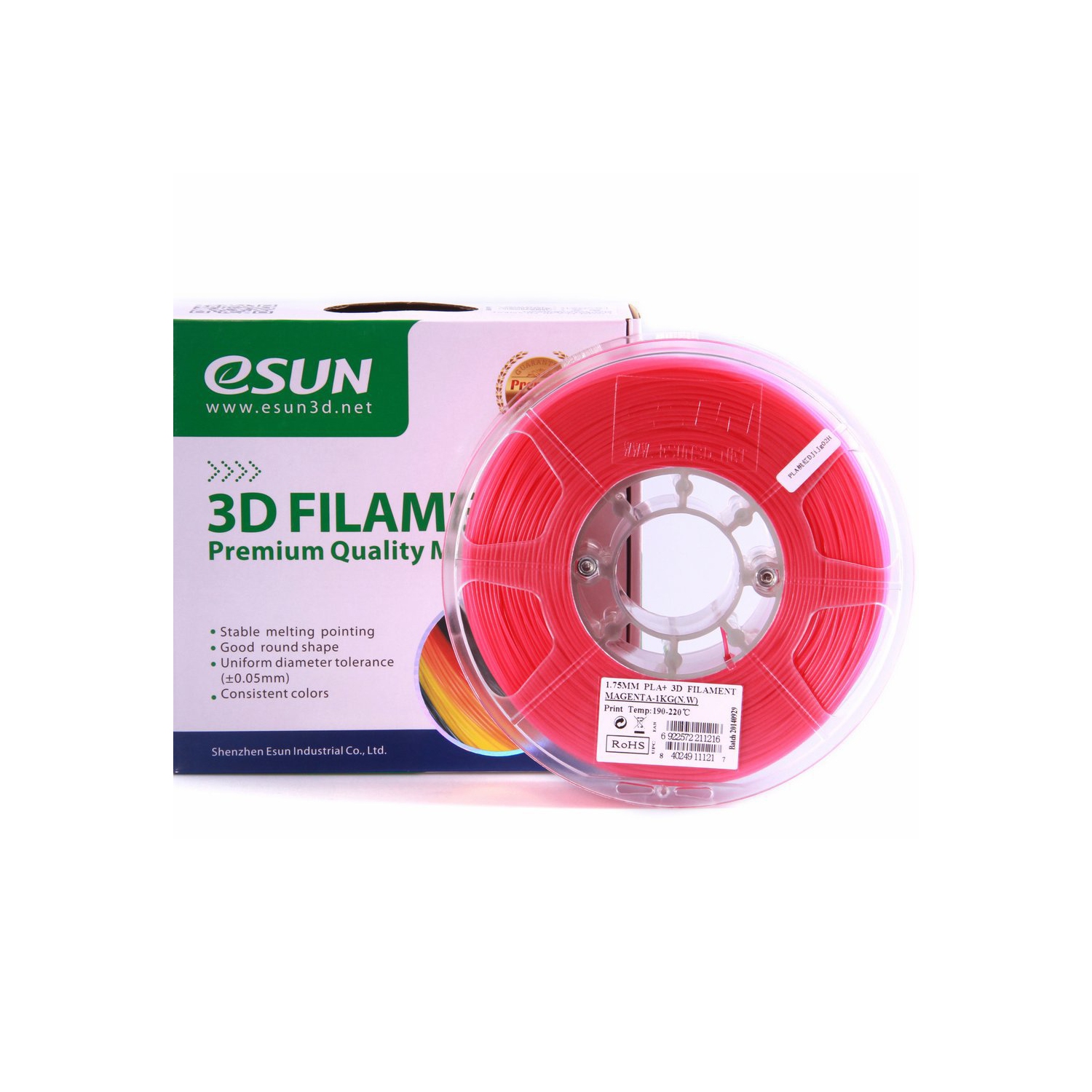 Bobine de 1 kg de filament PLA+ de 1,75 mm d’ESun - magenta