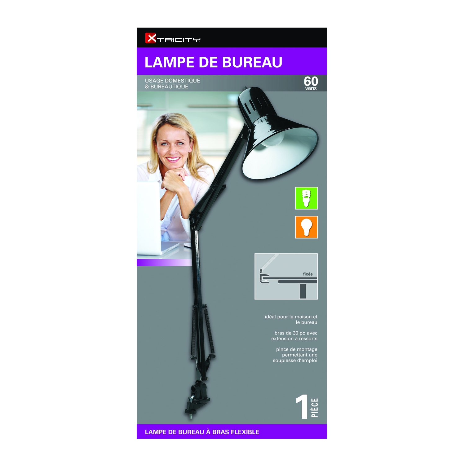 Xtricity Lampe De Table Flexible 60W Noir