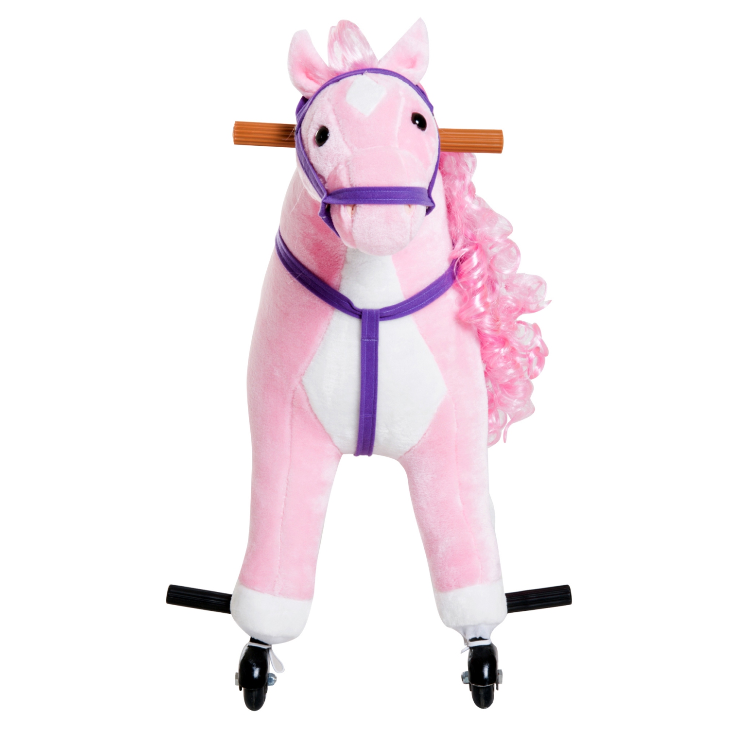 Qaba – Cheval berçant pour enfants, grand jouet porteur pour les tout-petits de 3 ans, Baby Plush Animal Rocker avec son et roue, rose
