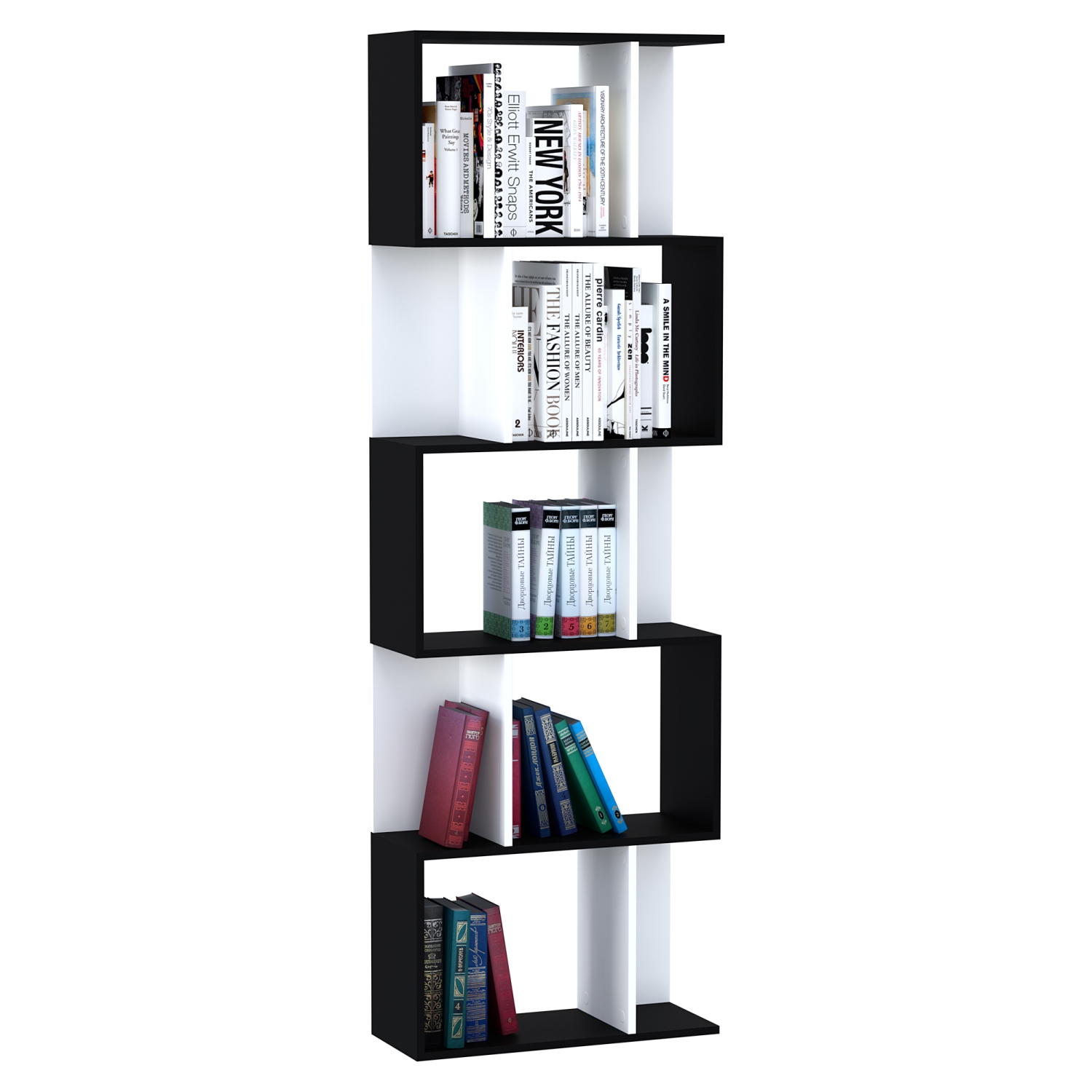 HOMCOM Modern Bookcase 5-Tier Display Shelf Storage Shelf Room Divider Living Room Home Office Furniture, Black