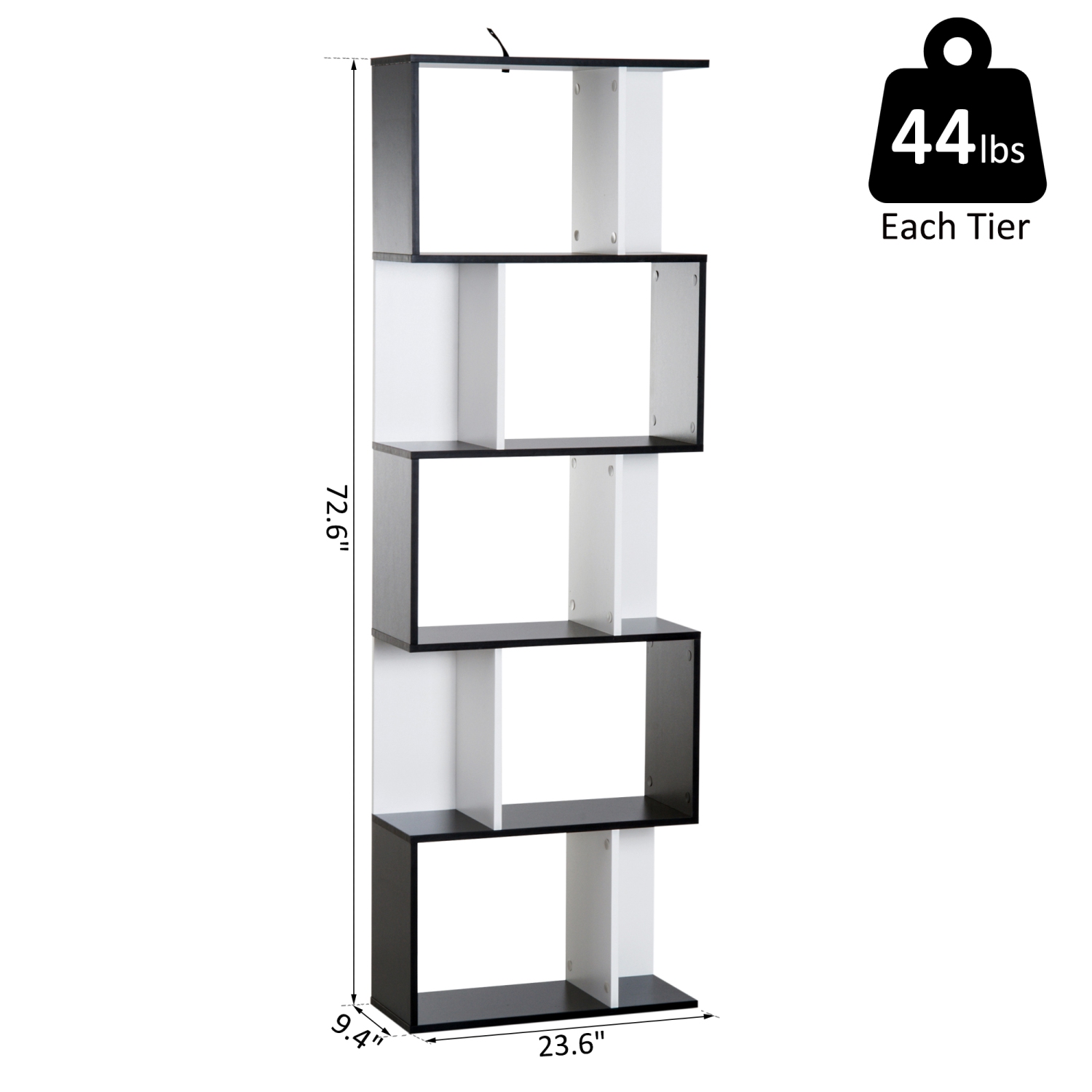 HOMCOM 4-Tier Bookcase White Modern Multi-Purpose Storage Cabinet Living Room Freestanding Display Unit for Study 