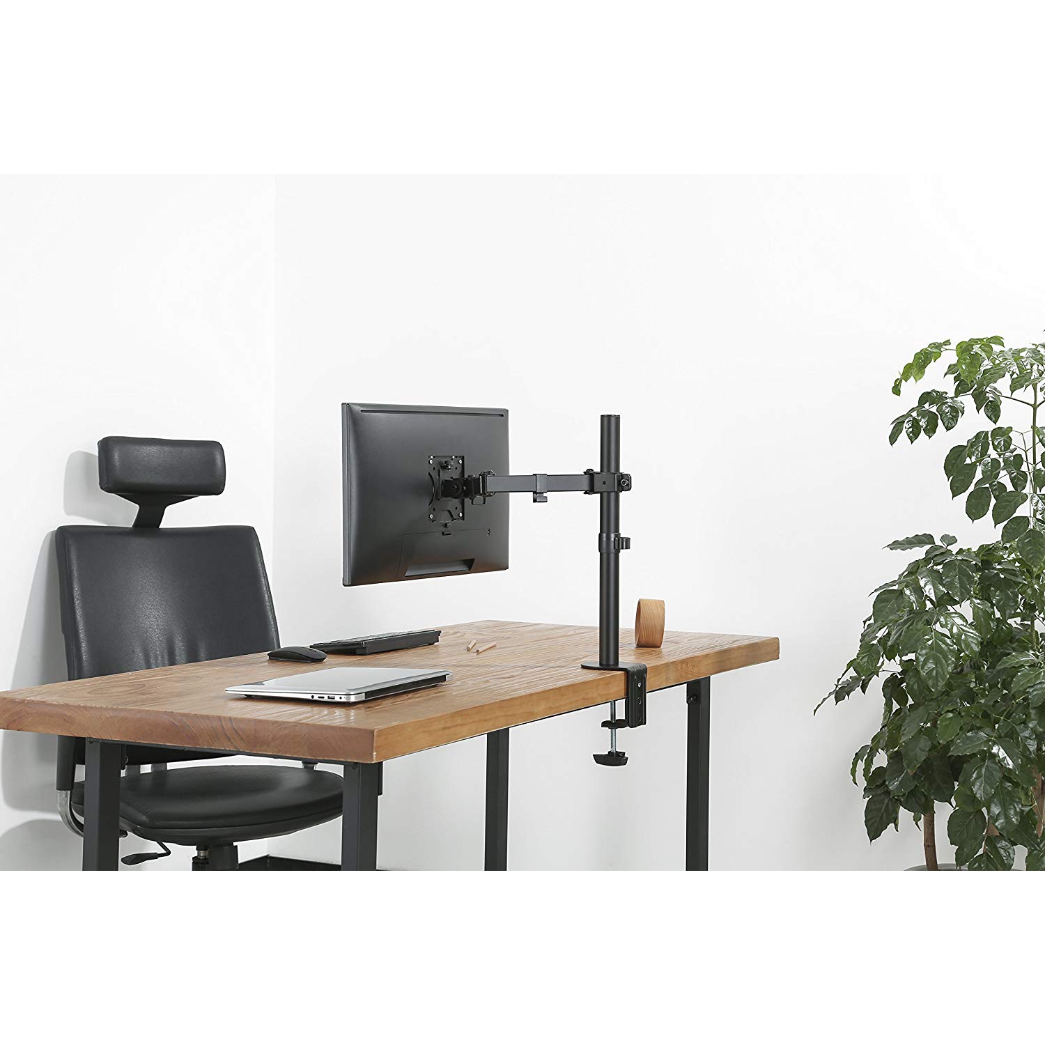Single Arm Desk Mount for 13"-32" Monitor | Fully Adjustable, Rotates, Swivels and Tilts | Black