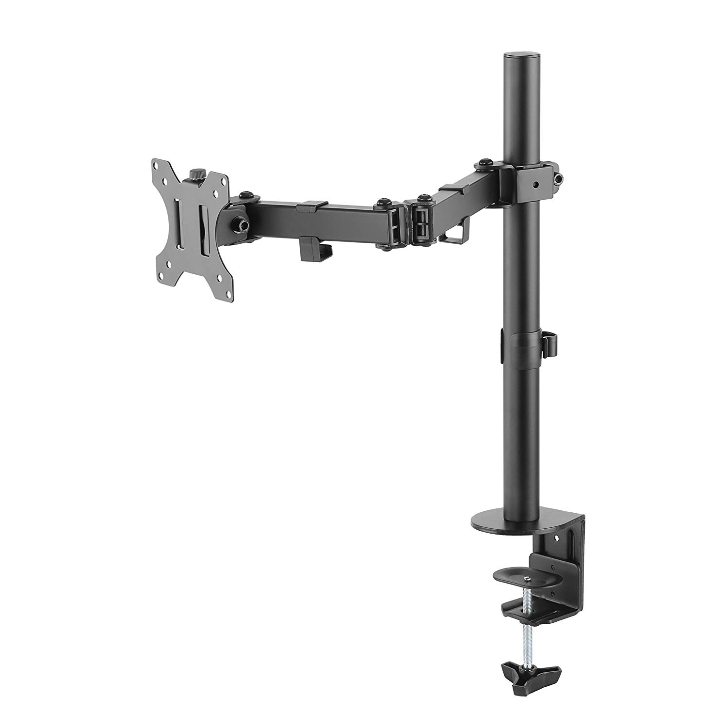 Single Arm Desk Mount for 13"-32" Monitor | Fully Adjustable, Rotates, Swivels and Tilts | Black