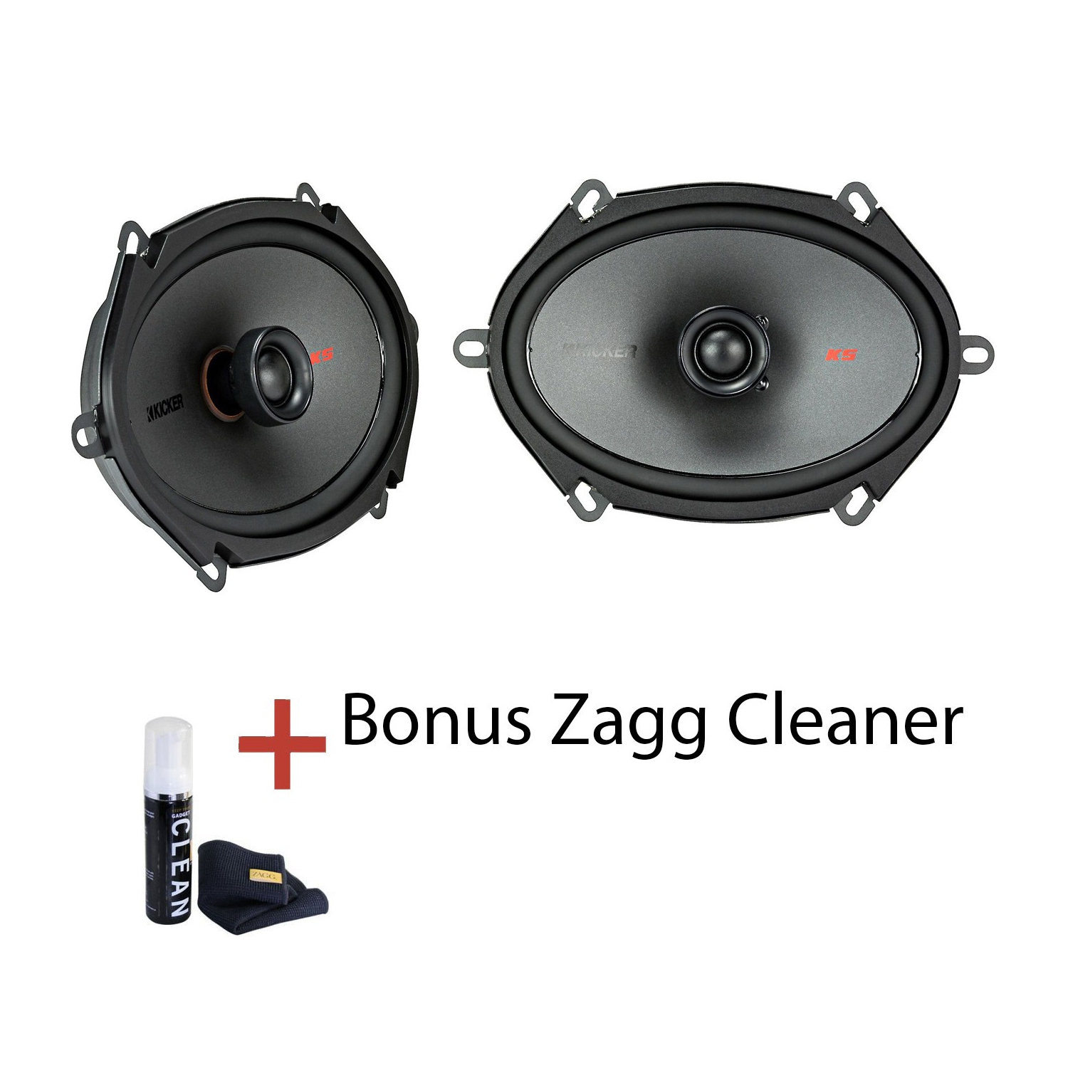 Kicker 44KSC6804 6"x8" 2-Way Coaxial Car Speakers With Added Bonus Zagg Cleaner