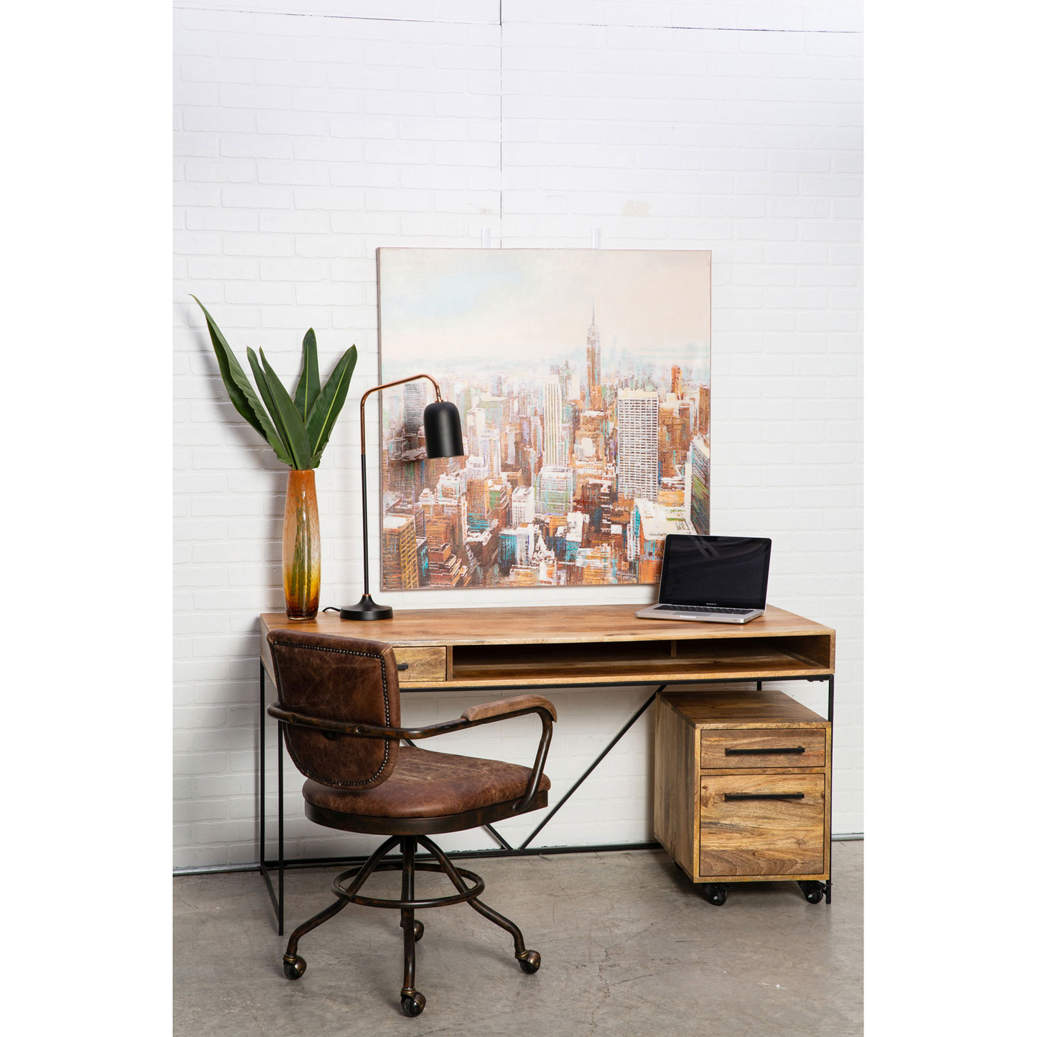 Colvin Contemporary Console Desk - Natural Mango Wood