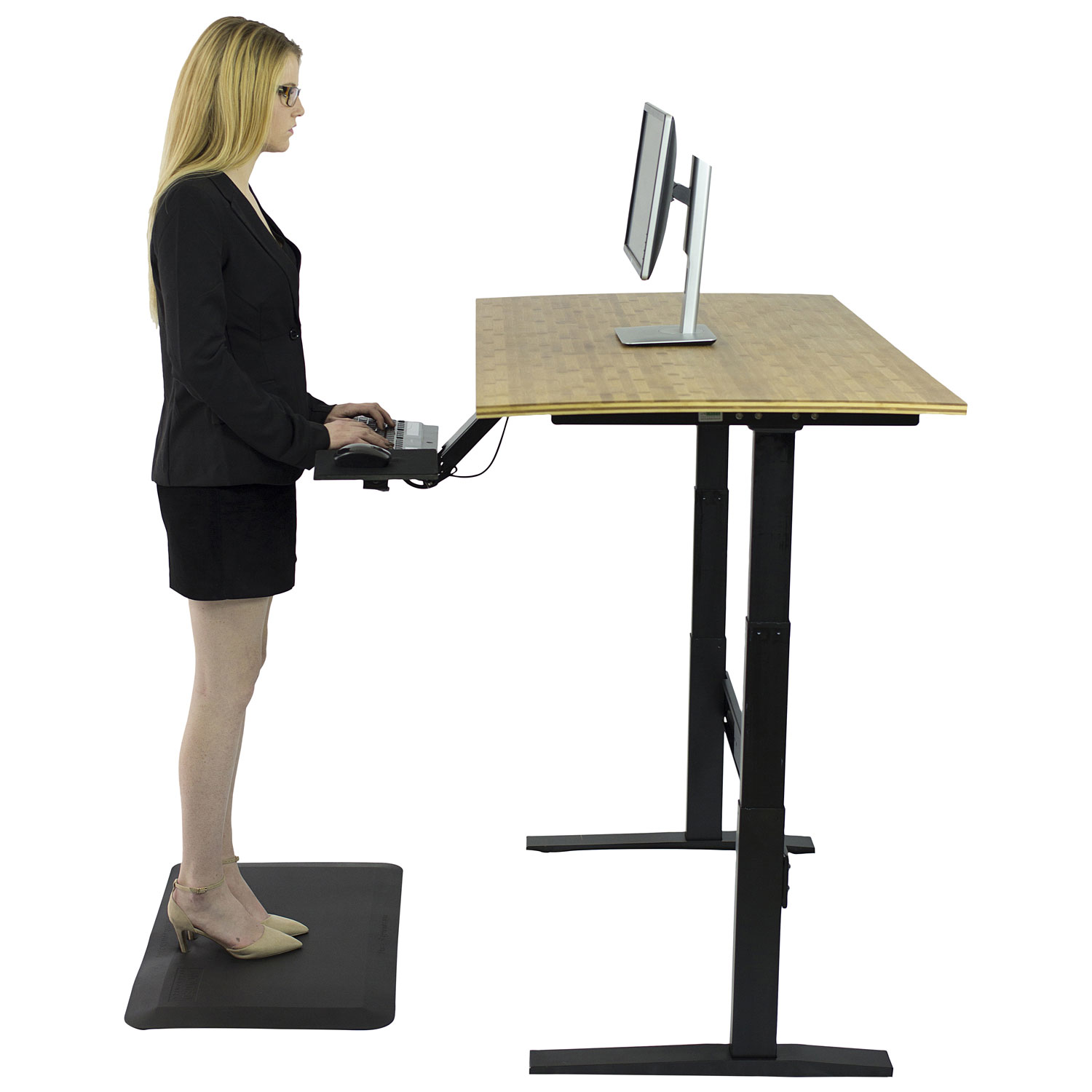 Plateau de clavier ergonomique pour bureau assis/debout avec tapis de souris ajustable KT2 - Noir