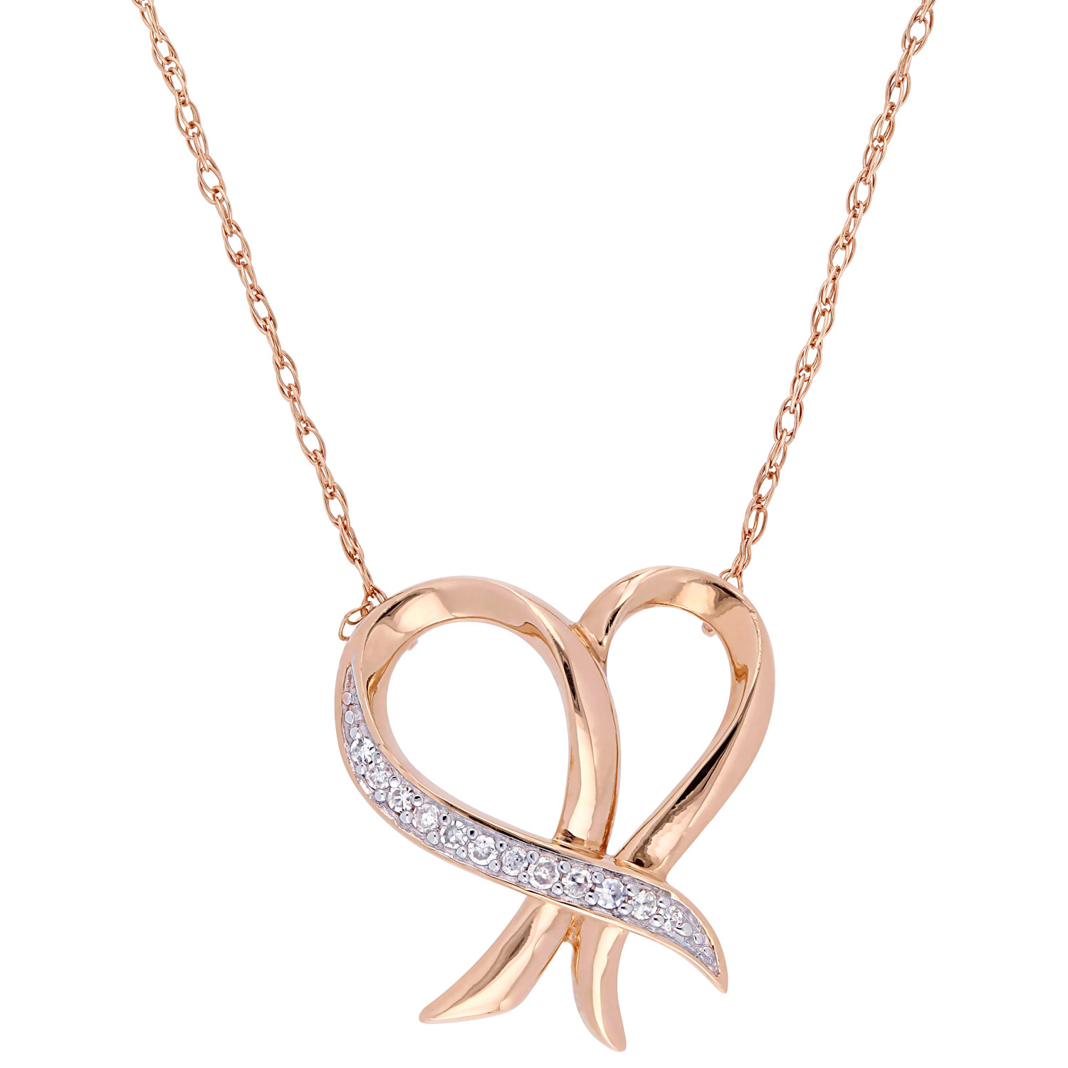 Jewellery & Watches 10K Polished Rose Gold Open Heart Pendant & Chain ...