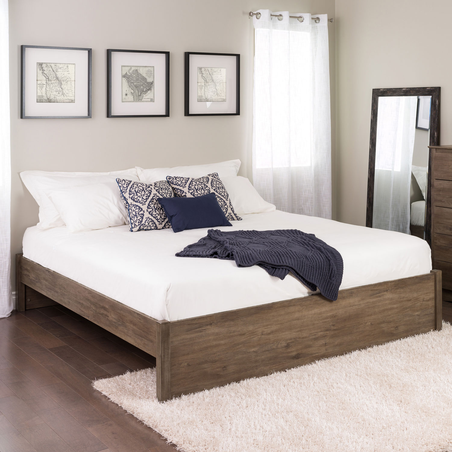Select Modern Platform Bed - King - Drifted Grey