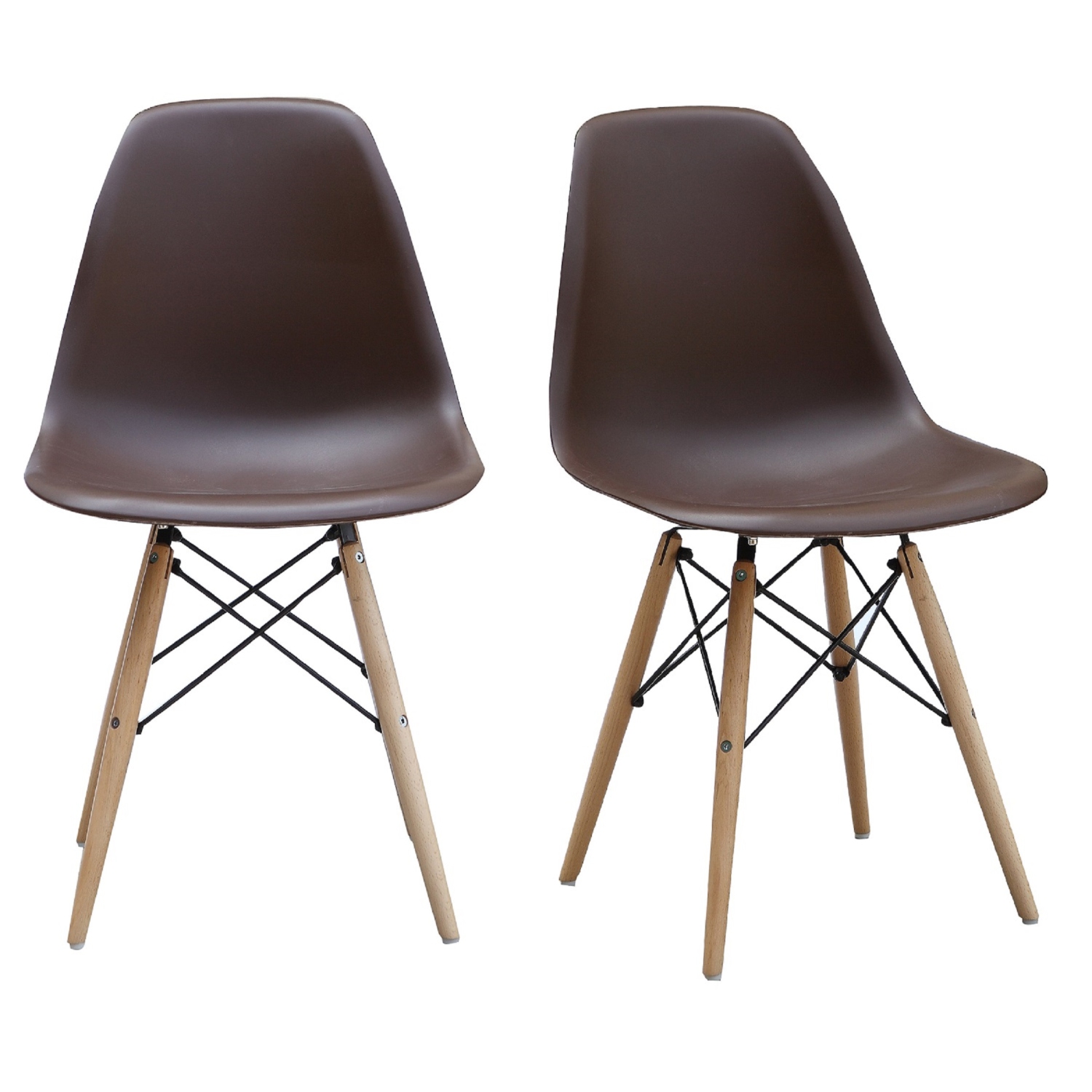 ViscoLogic Mid-Century Chaises de salle à manger Eiffel de style Eames durables Brun