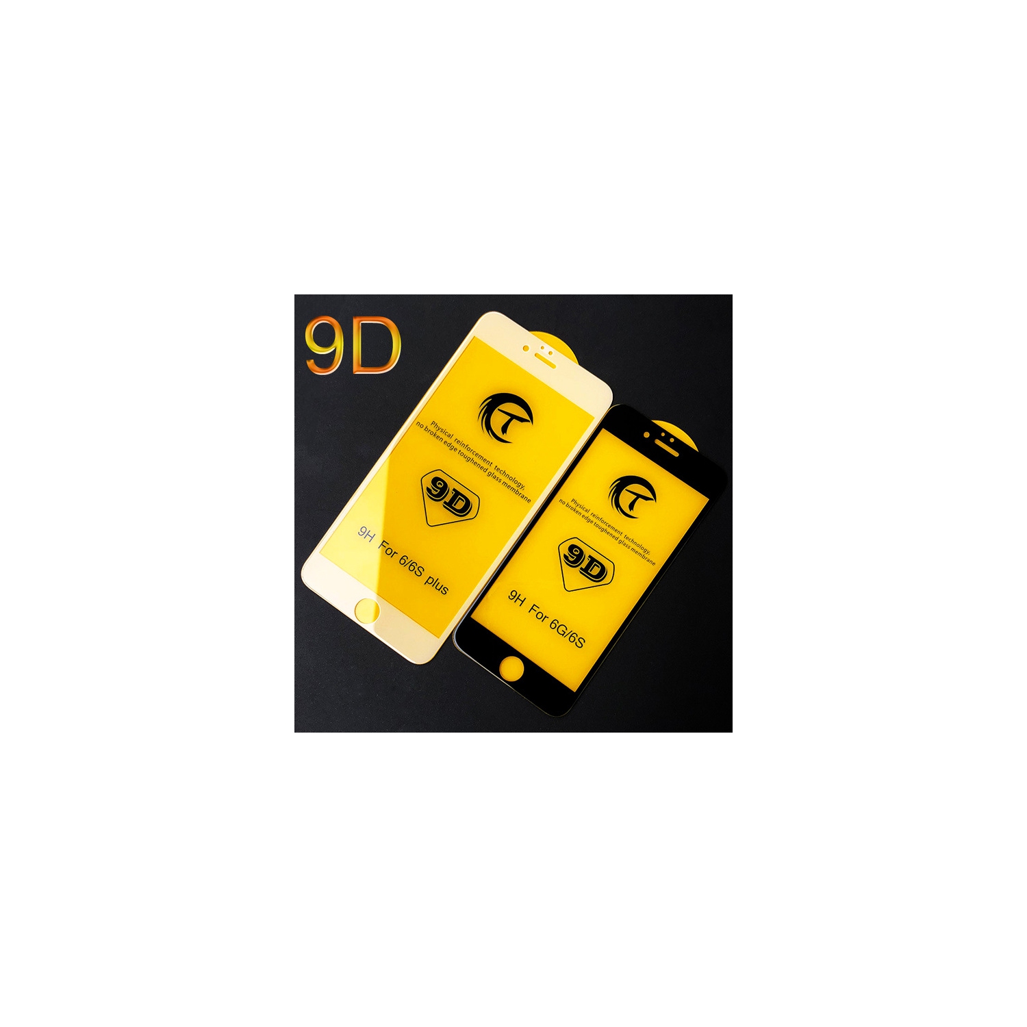 Verre trempé noir pour iPhone 6S plus avec contour incurvé 9D