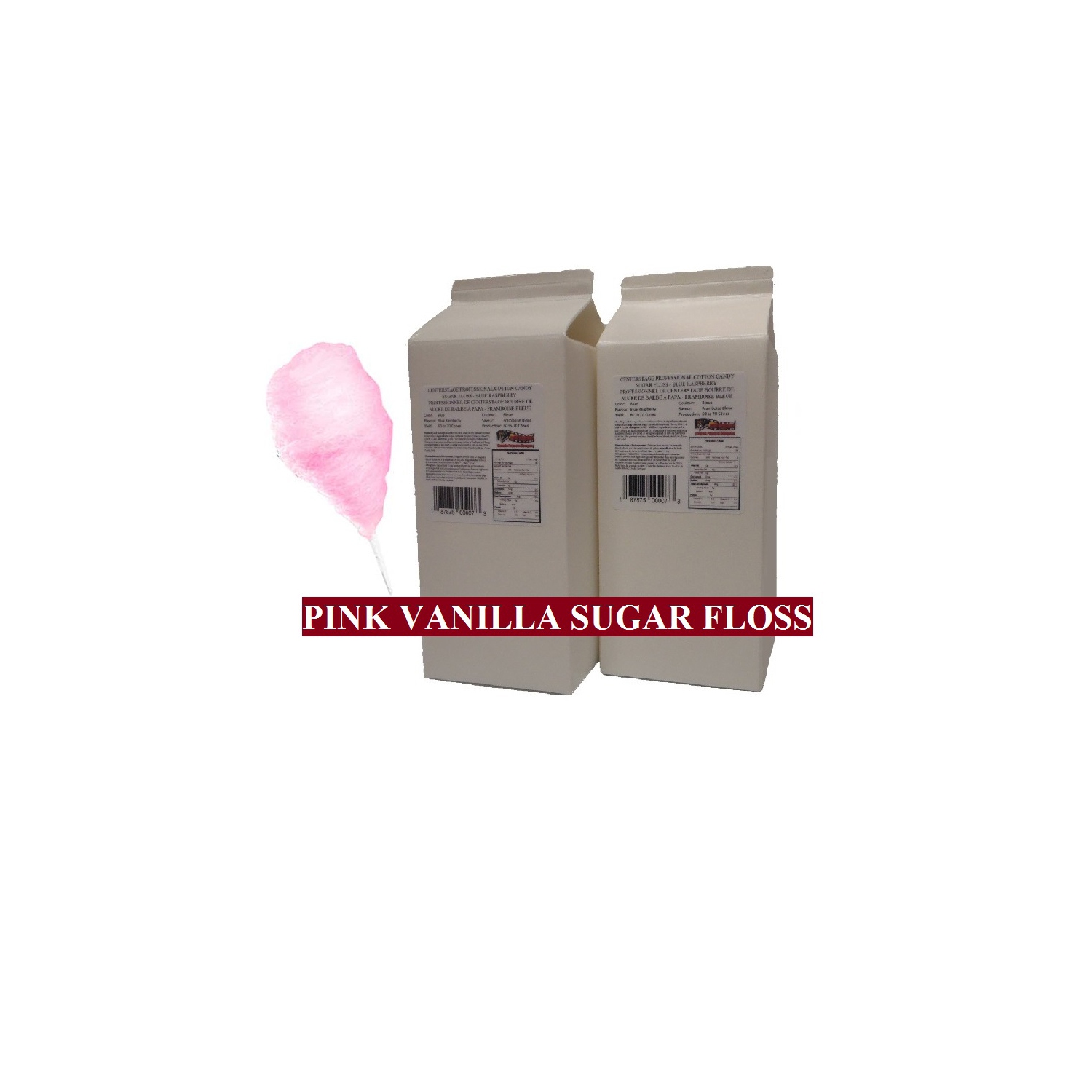 Centerstage Professional Cotton Candy Sugar Floss - Pink Vanilla - 2 Carton Pack