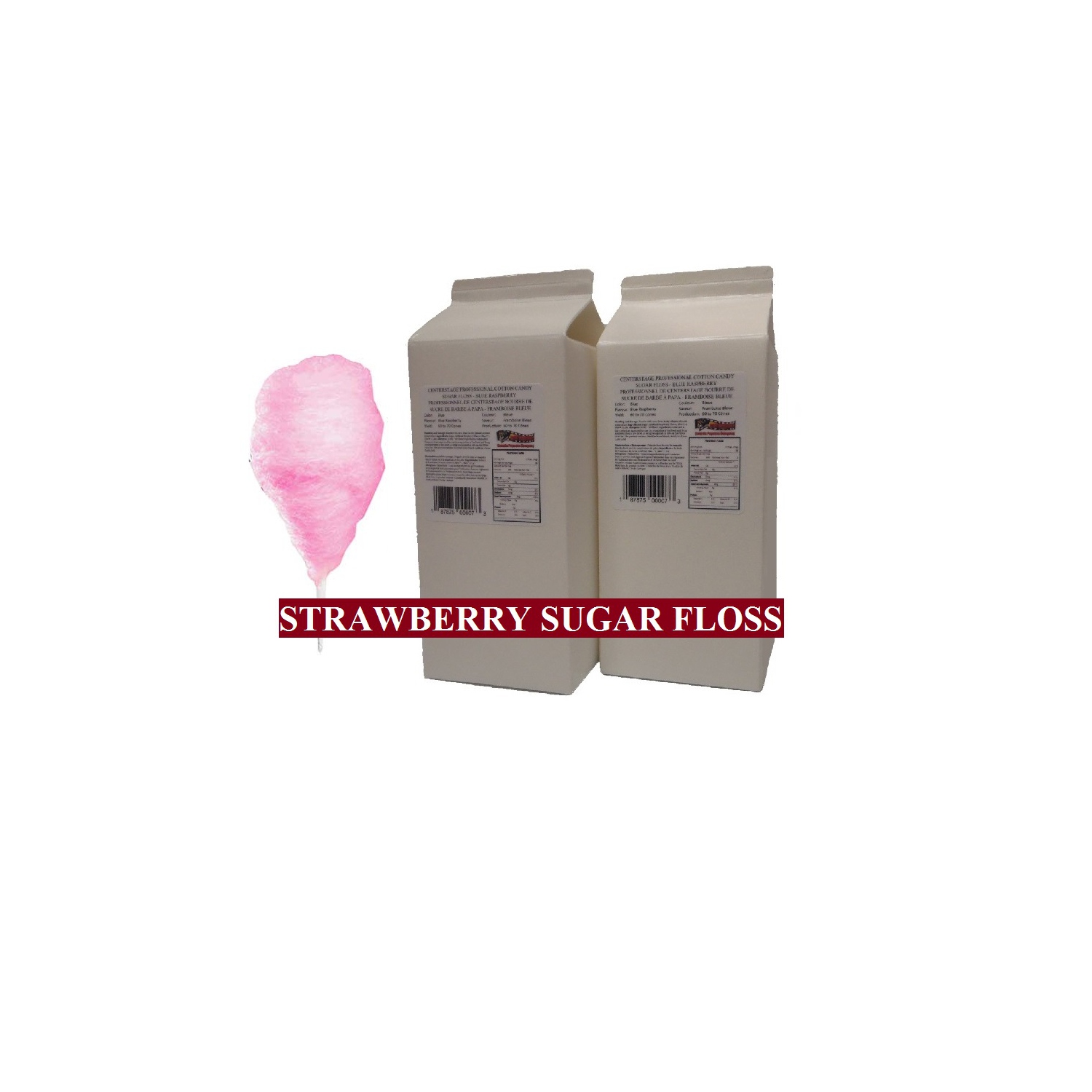 Centerstage Professional Cotton Candy Sugar Floss - Strawberry - 2 Carton Pack