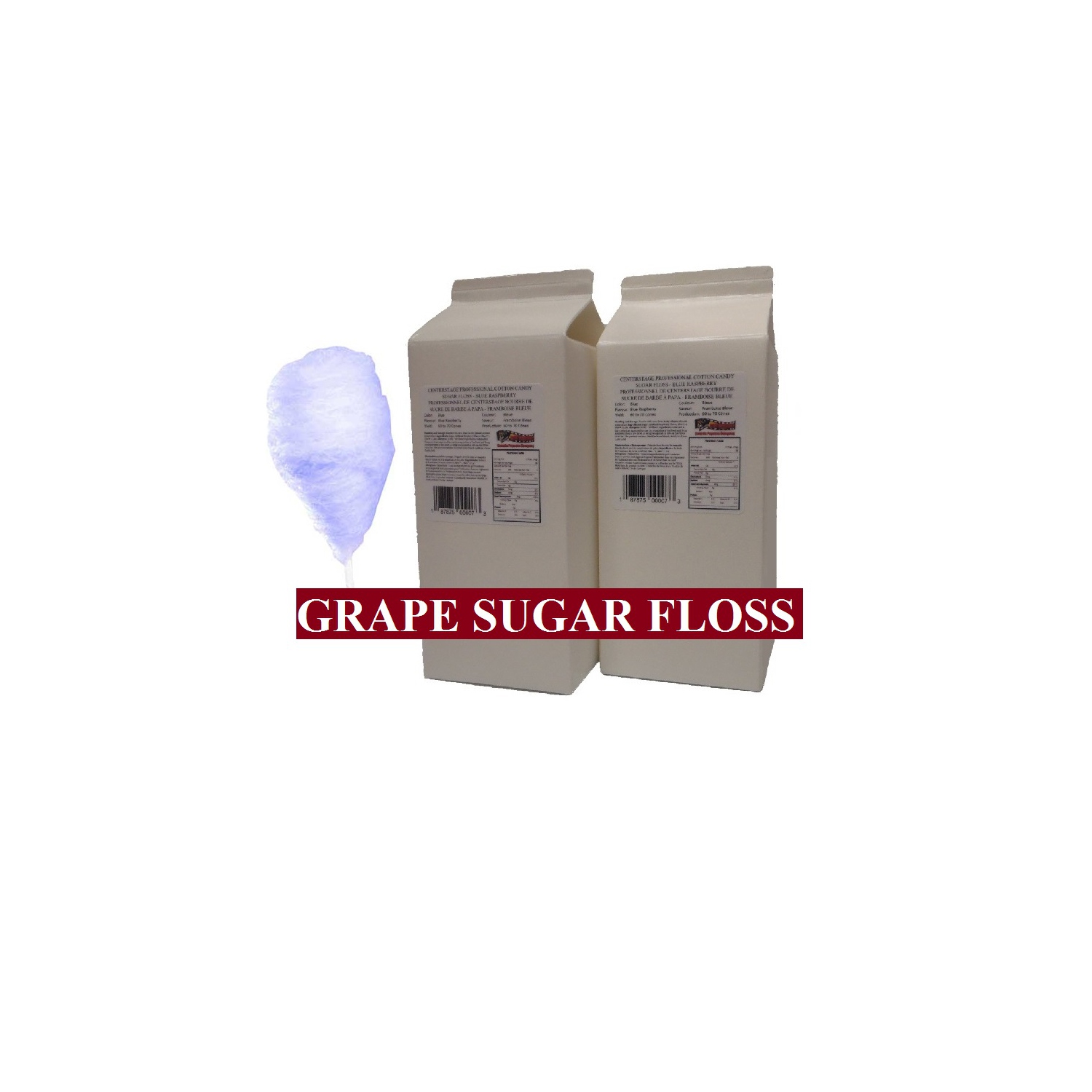 Centerstage Professional Cotton Candy Sugar Floss - Grape - 2 Carton Pack