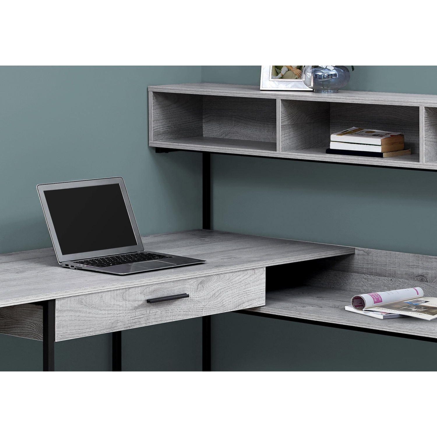 Monarch Specialties i 7160 computer desk grey and black corner