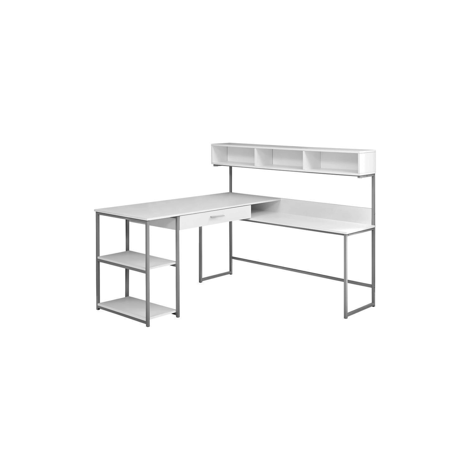 Monarch Specialties I 7162 Bureau Blanc Métal Argent en Coin