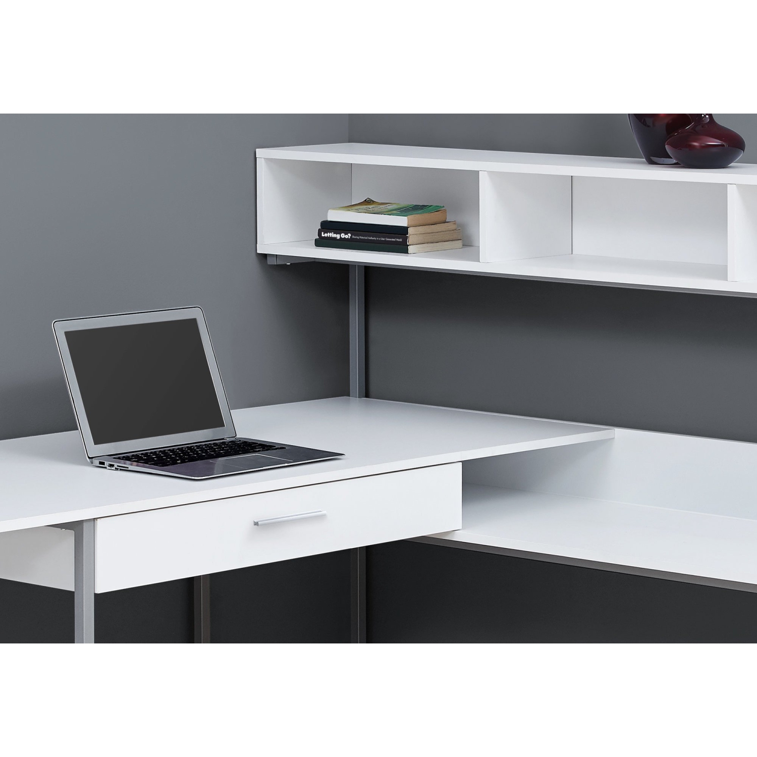 Monarch Specialties I 7162 Bureau Blanc Métal Argent en Coin