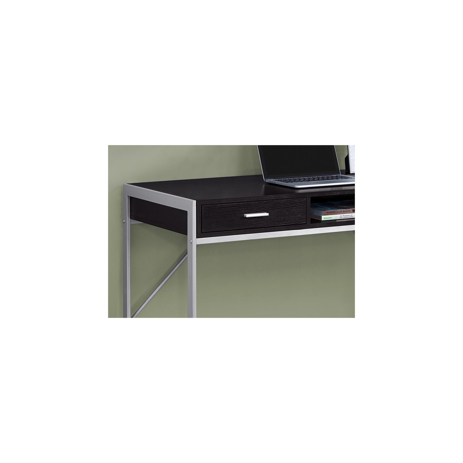 Monarch Specialties i 7366 computer desk 48"l cappuccino and silver metal