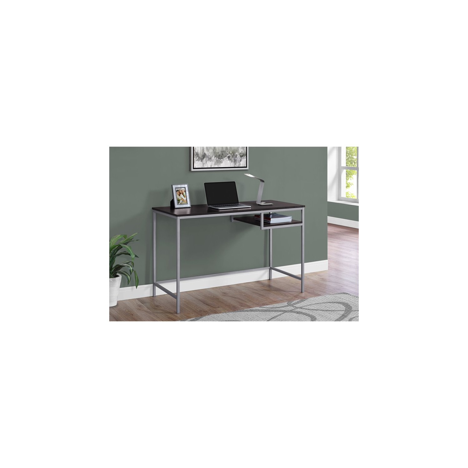 Monarch Specialties i 7369 computer desk 48"l cappuccino and silver metal