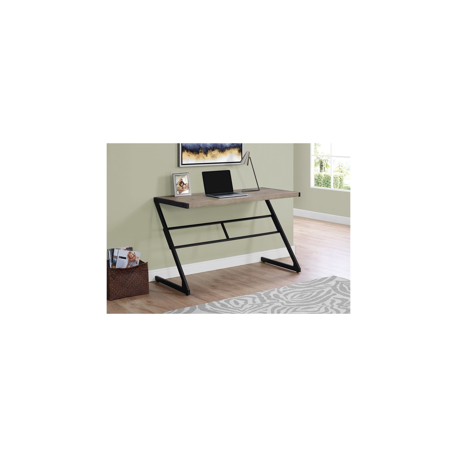 Monarch Specialties I 7373 Bureau 48"L Taupe Foncé Métal Noir