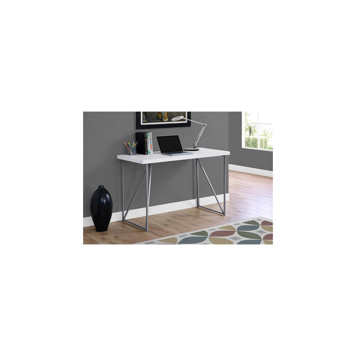 Monarch Specialties i 7376 computer desk 48"l white and silver metal