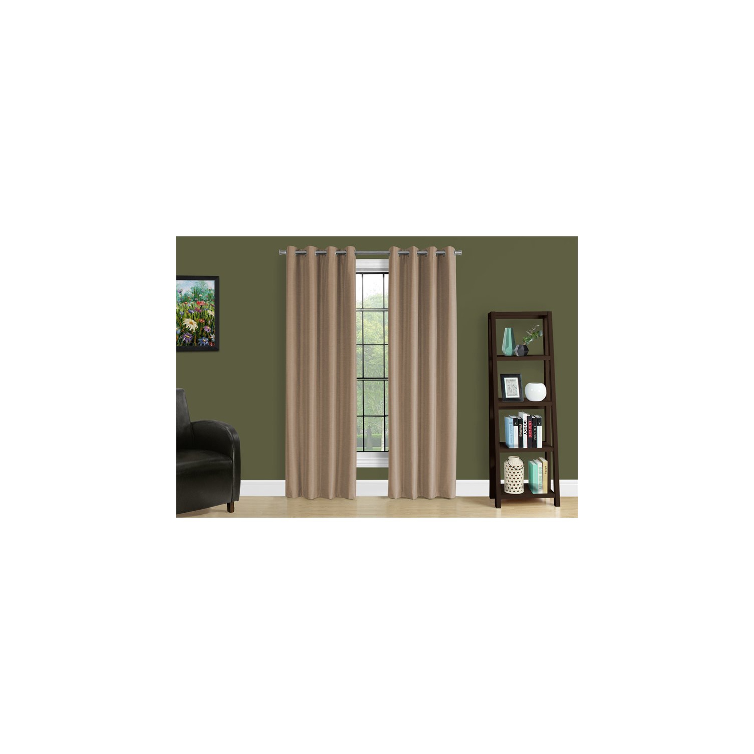 Monarch Specialties i 9838 curtain panel 2pcs 52"w x 84"h brown solid blackout