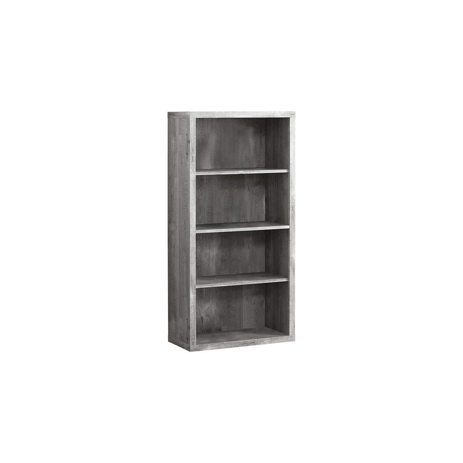 Monarch Specialties i 7405 bookcase 48"h grey wood grain adjustable shelves