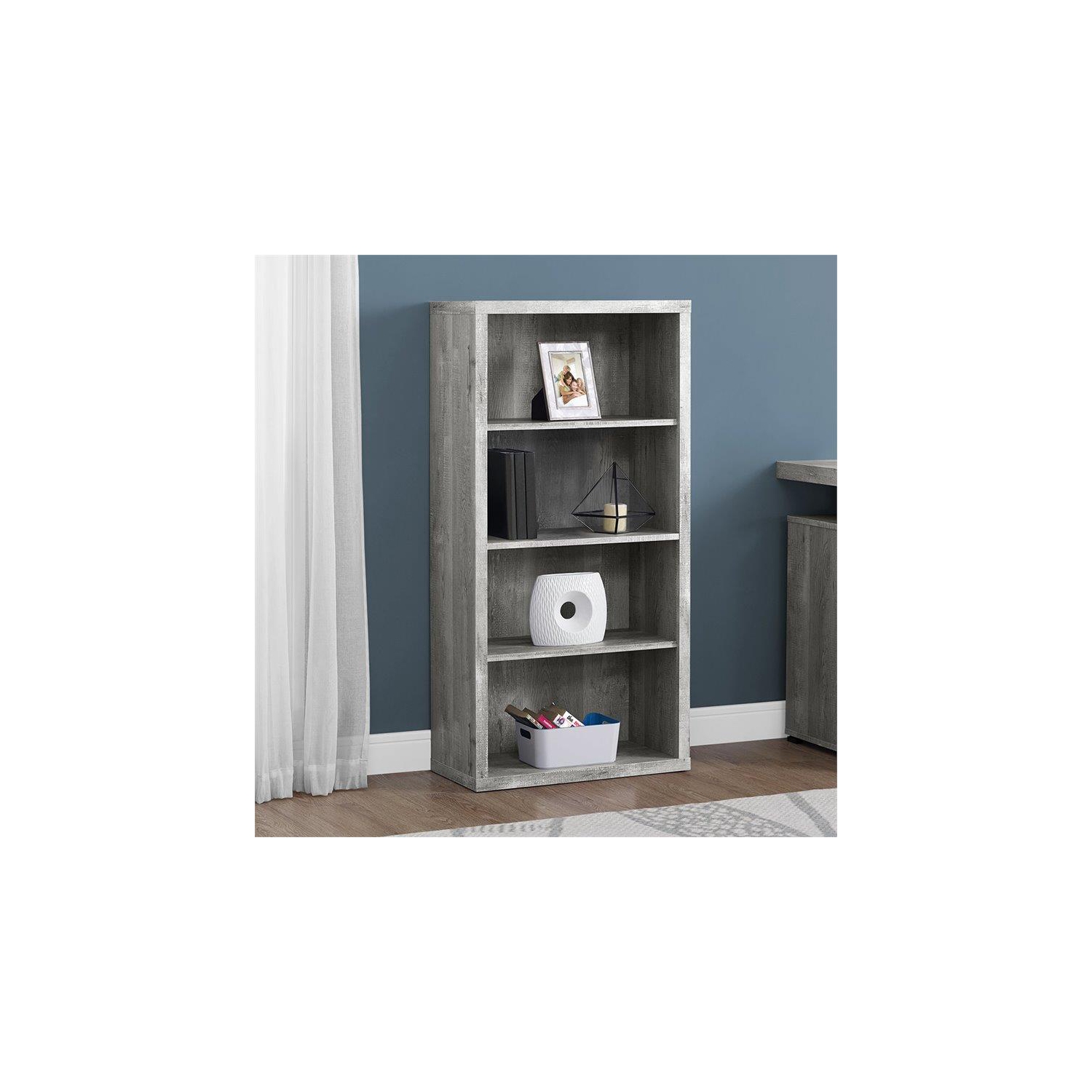 Monarch Specialties i 7405 bookcase 48"h grey wood grain adjustable shelves