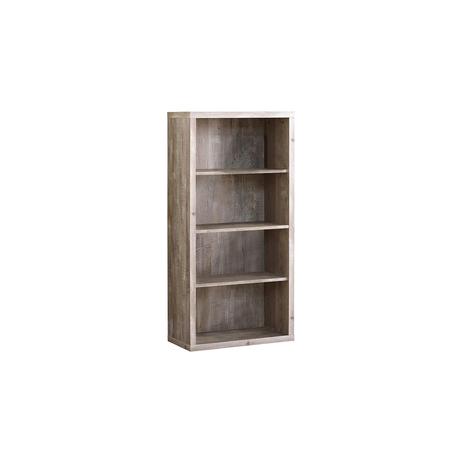 Monarch Specialties i 7406 bookcase 48"h taupe wood grain adjustable shelves