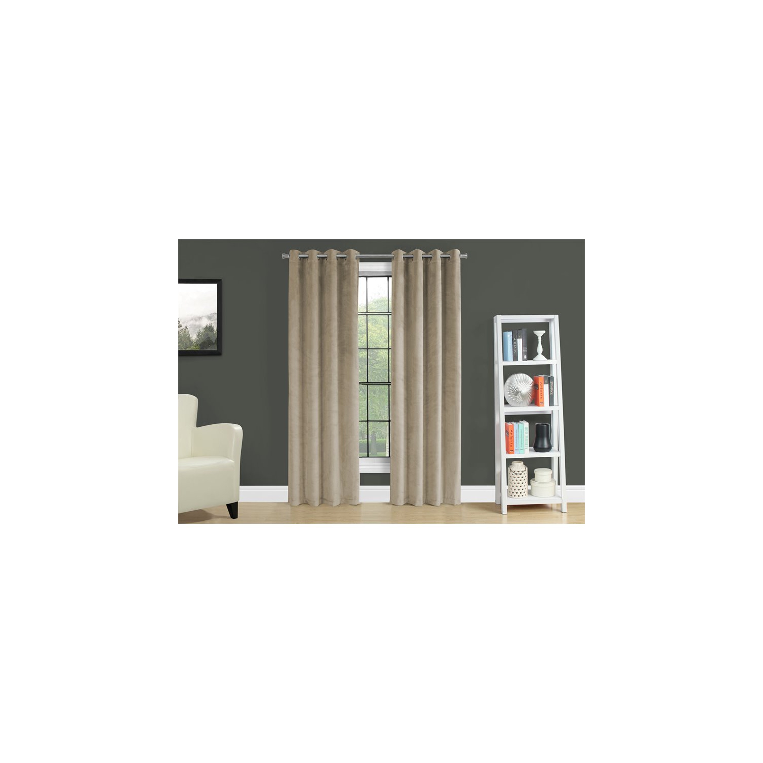 Monarch Specialties i 9821 curtain panel 2pcs 52"w x 95"h beige room darkening