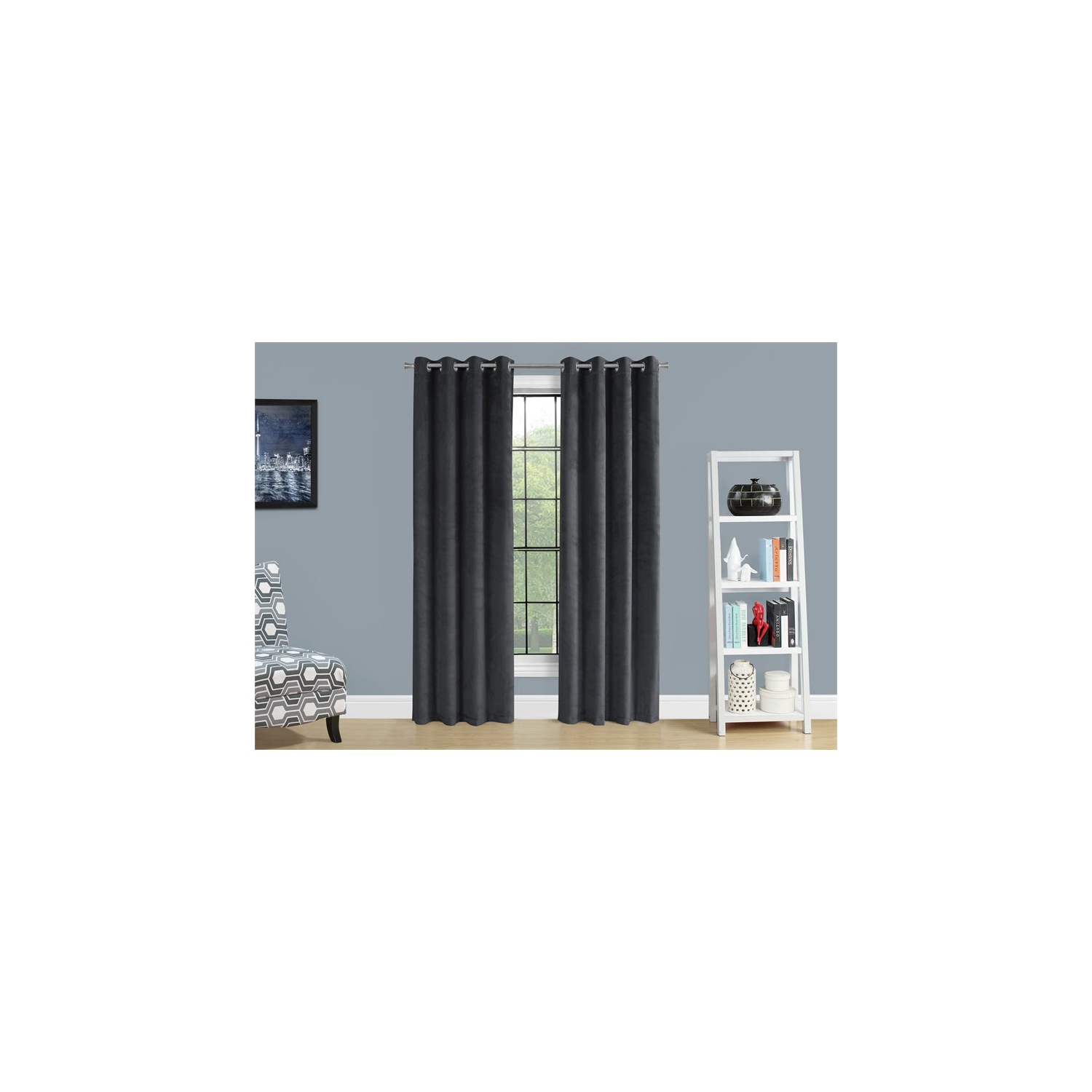 Monarch Specialties I 9823 Rideaux 2 pcs 52"L X 84"H Gris Obscurcissant